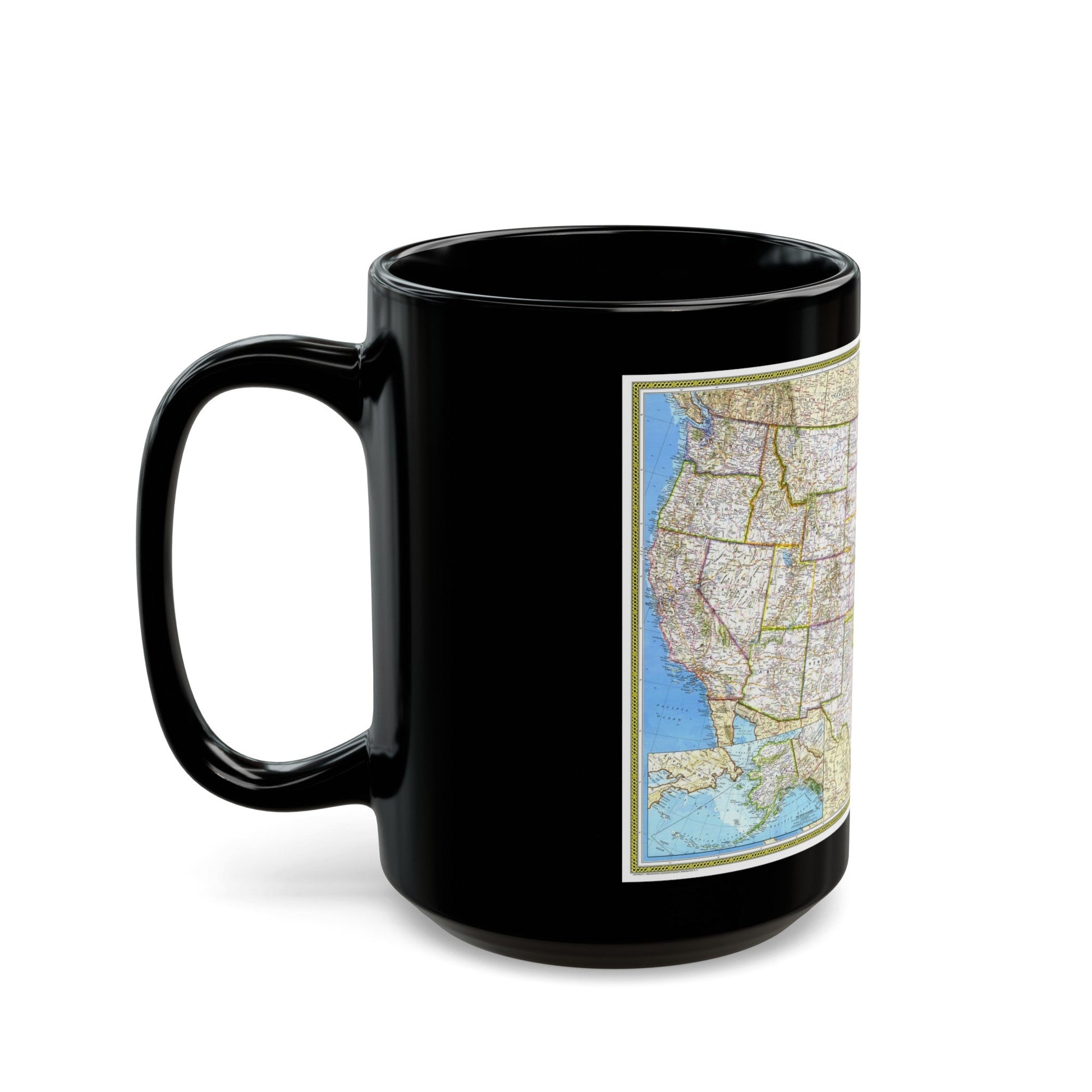 USA - The United States (1982) (Map) Black Coffee Mug-The Sticker Space