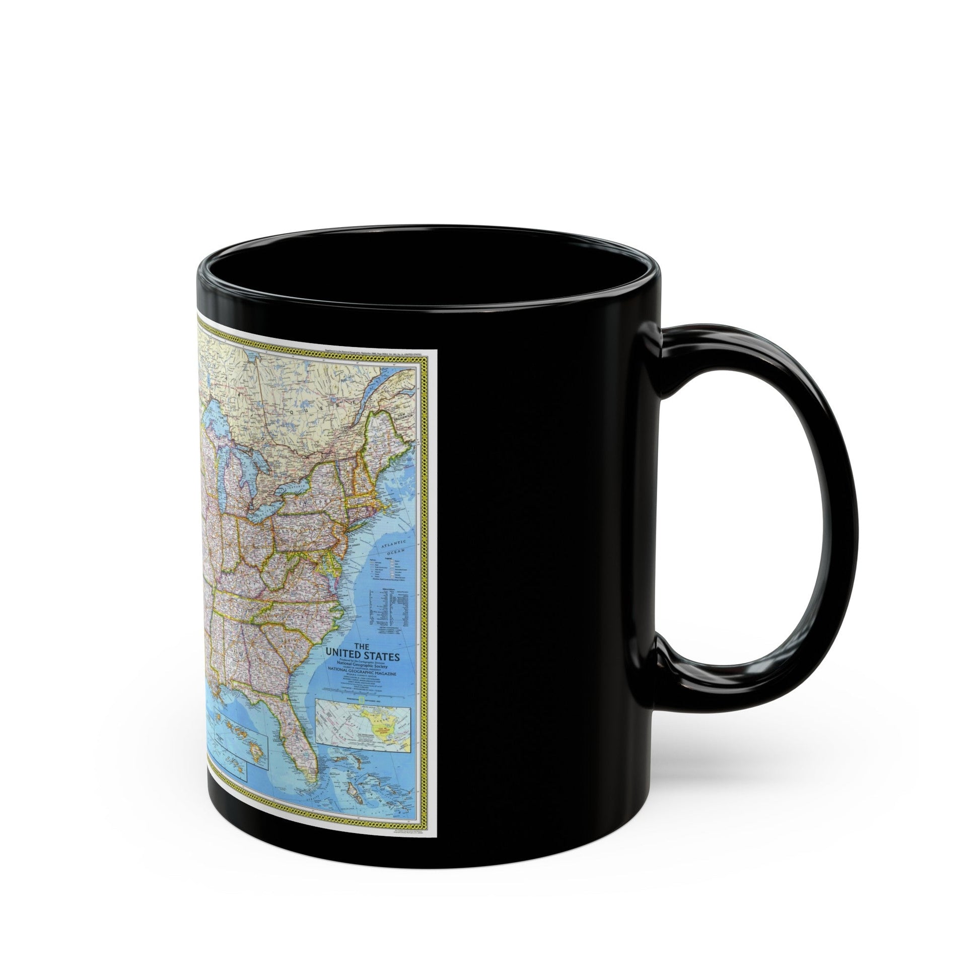 USA - The United States (1982) (Map) Black Coffee Mug-The Sticker Space