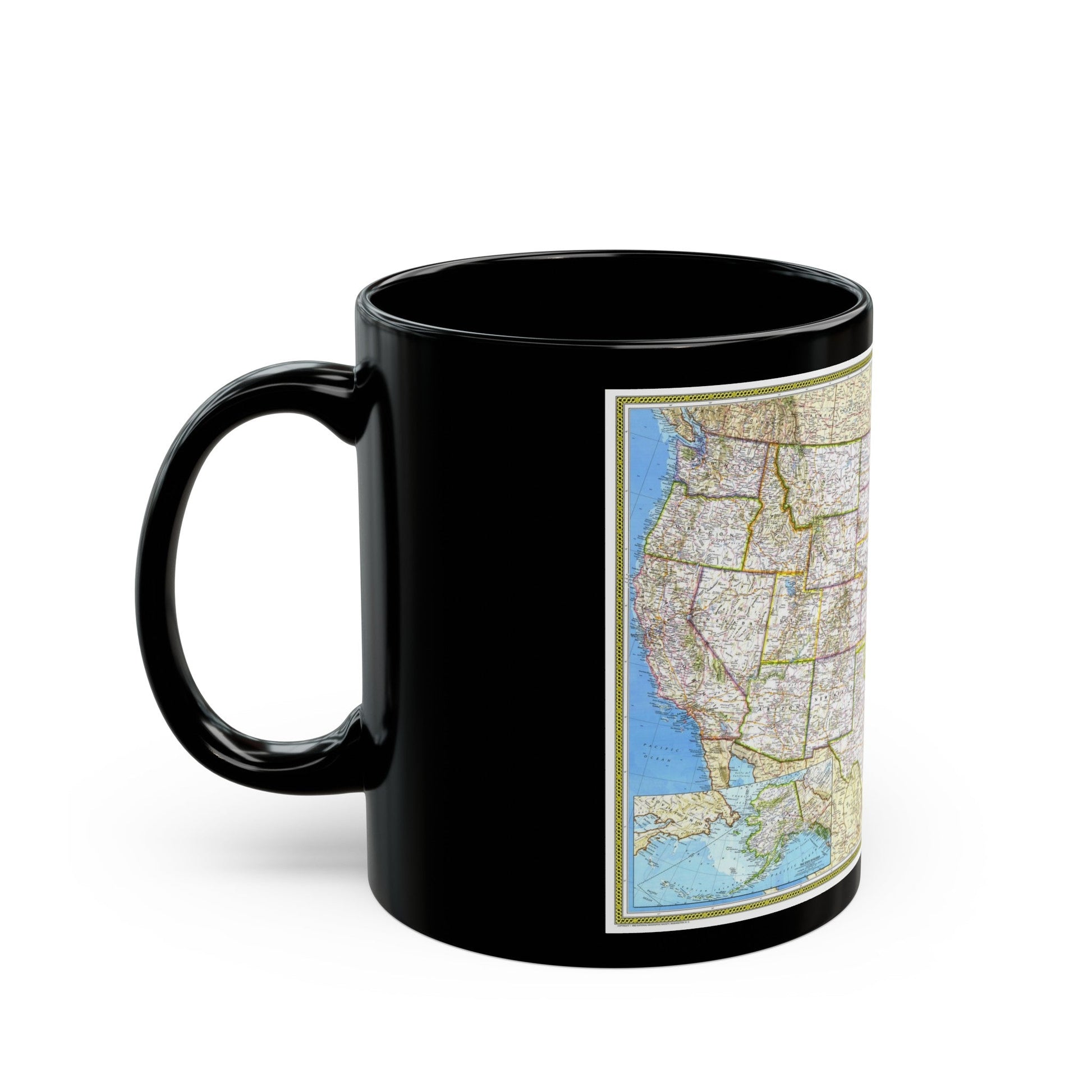 USA - The United States (1982) (Map) Black Coffee Mug-The Sticker Space