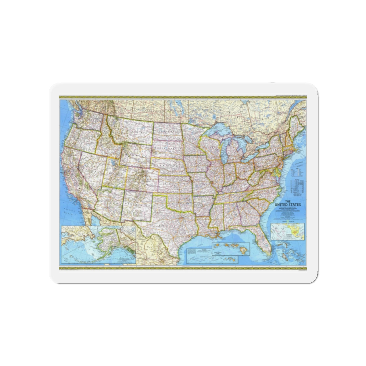 USA - The United States (1982) (Map) Refrigerator Magnet-2" x 2"-The Sticker Space