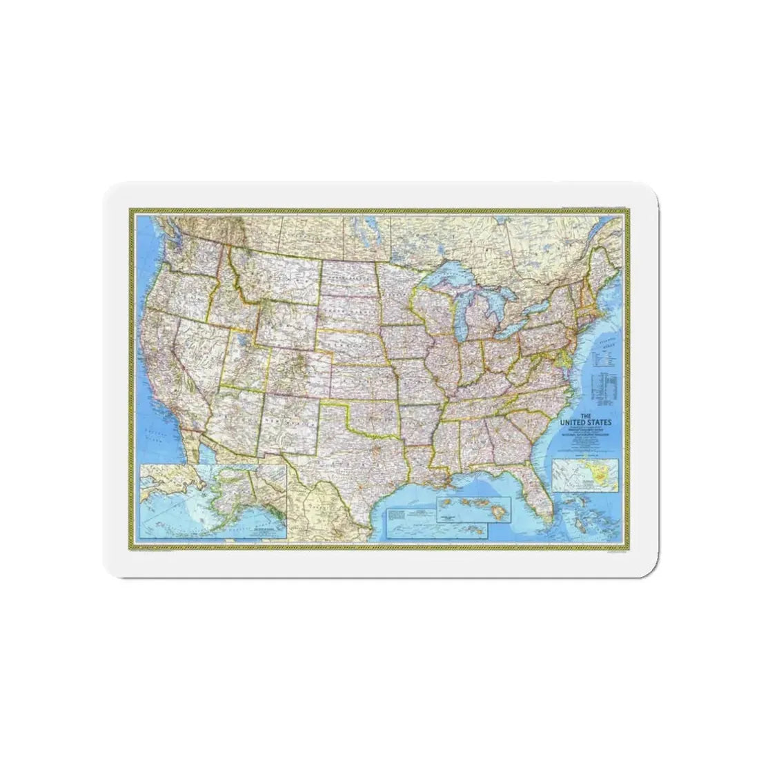USA - The United States (1982) (Map) Refrigerator Magnet 3 Inch - The Sticker Space