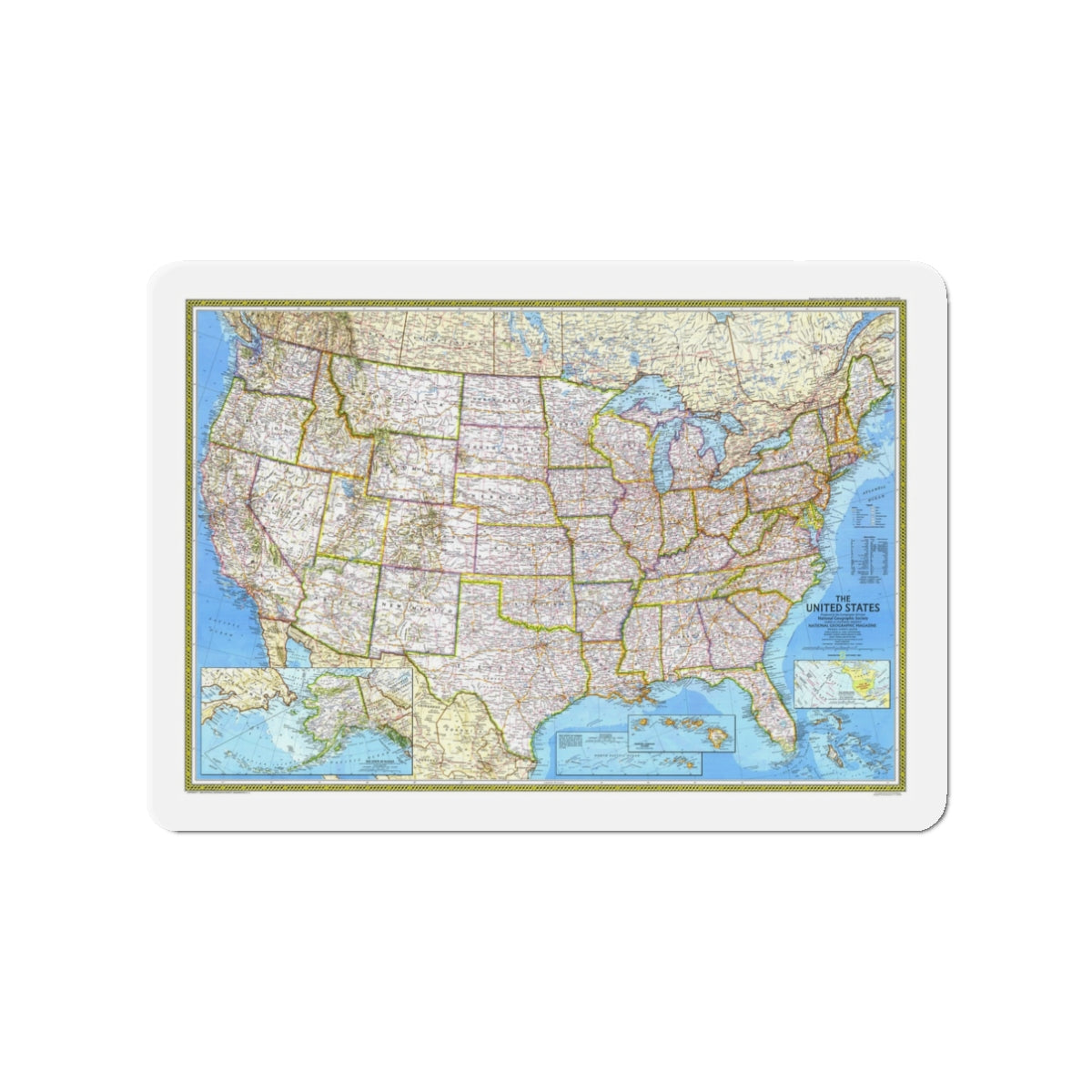 USA - The United States (1982) (Map) Refrigerator Magnet-3" x 3"-The Sticker Space