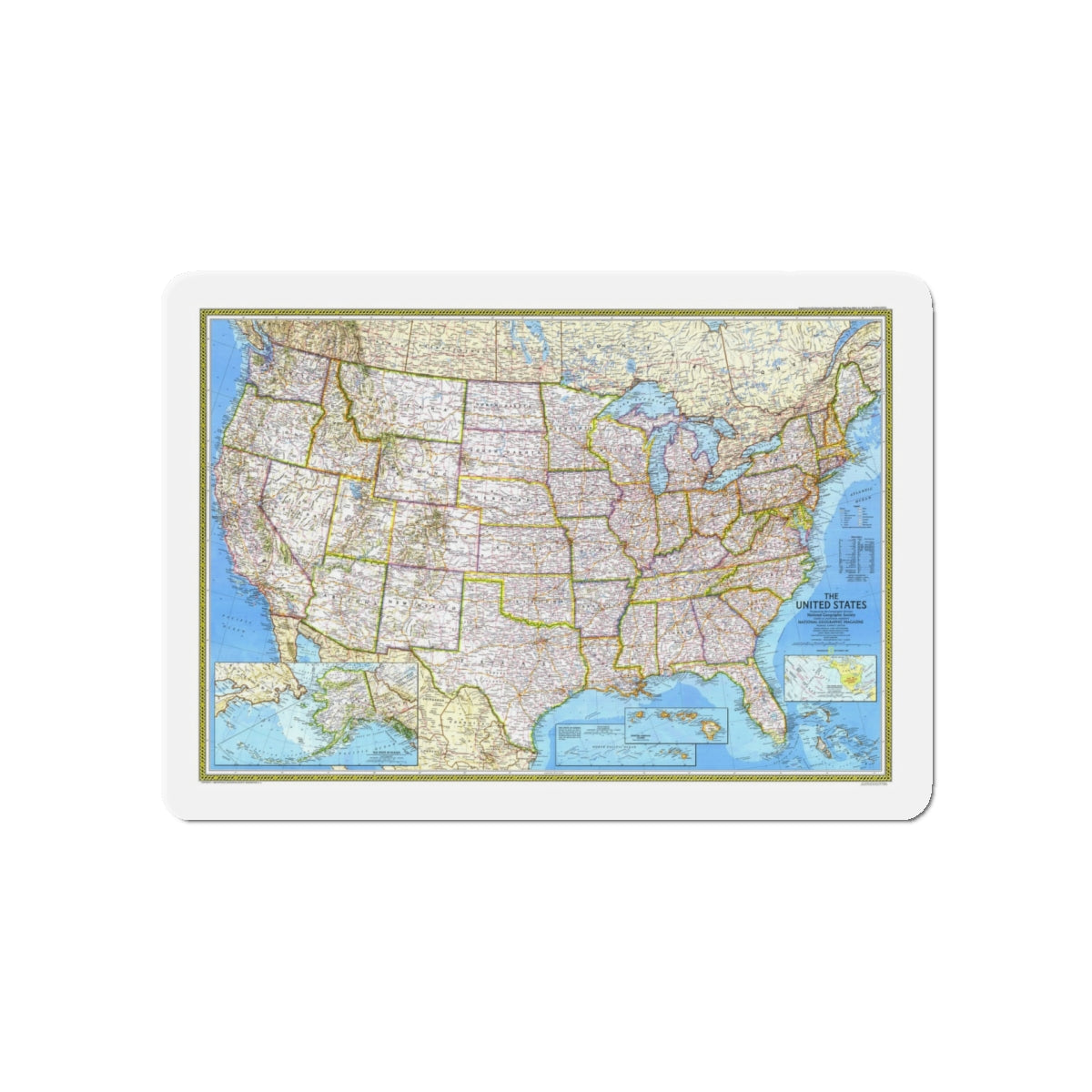 USA - The United States (1982) (Map) Refrigerator Magnet-5" x 5"-The Sticker Space