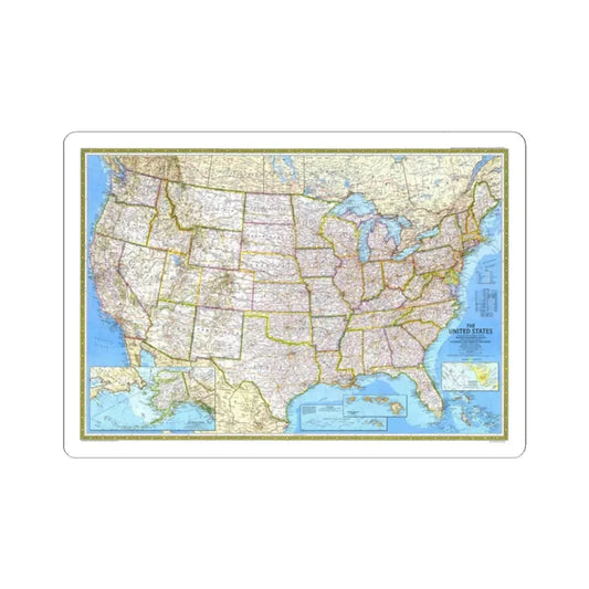 USA - The United States (1982) (Map) STICKER Vinyl Kiss-Cut Decal 2 Inch White - The Sticker Space