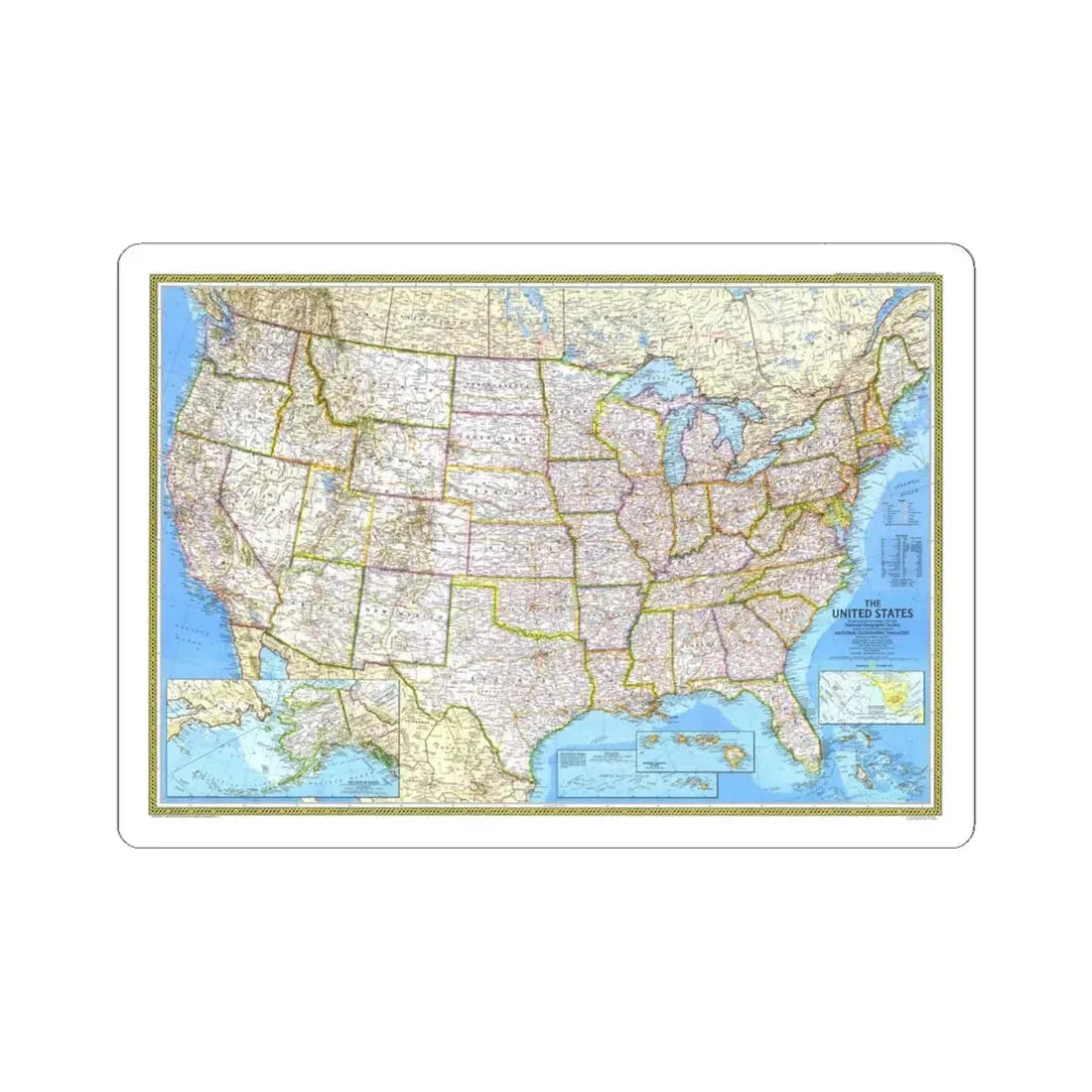 USA - The United States (1982) (Map) STICKER Vinyl Kiss-Cut Decal 4 Inch White - The Sticker Space
