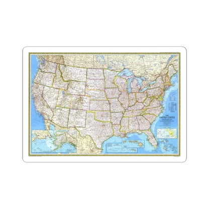 USA - The United States (1982) (Map) STICKER Vinyl Kiss-Cut Decal 4 Inch White - The Sticker Space