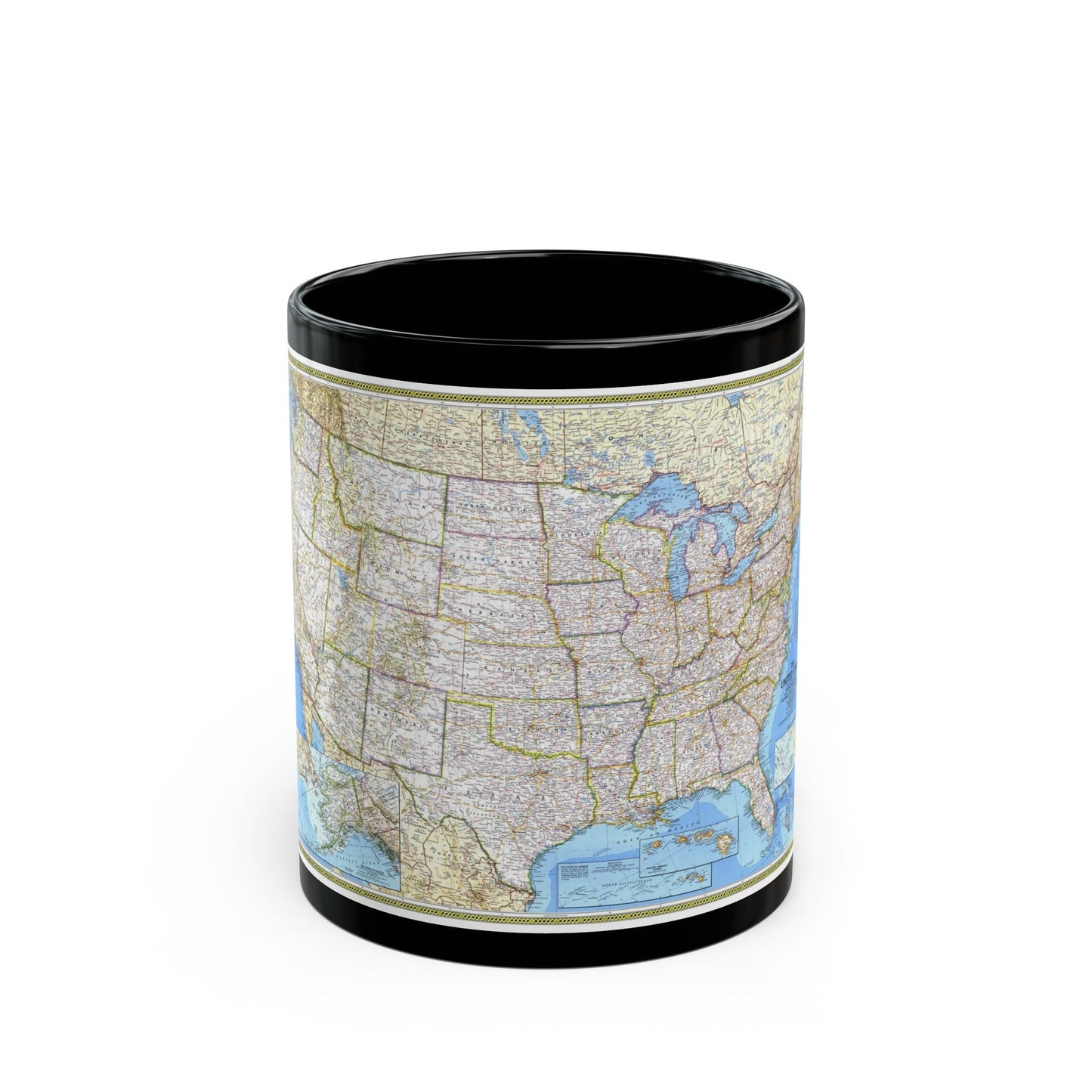 USA - The United States (1987) (Map) Black Coffee Mug-11oz-The Sticker Space