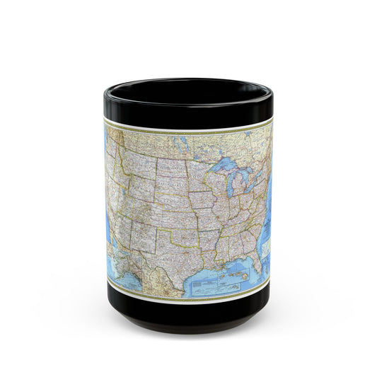 USA - The United States (1987) (Map) Black Coffee Mug-15oz-The Sticker Space