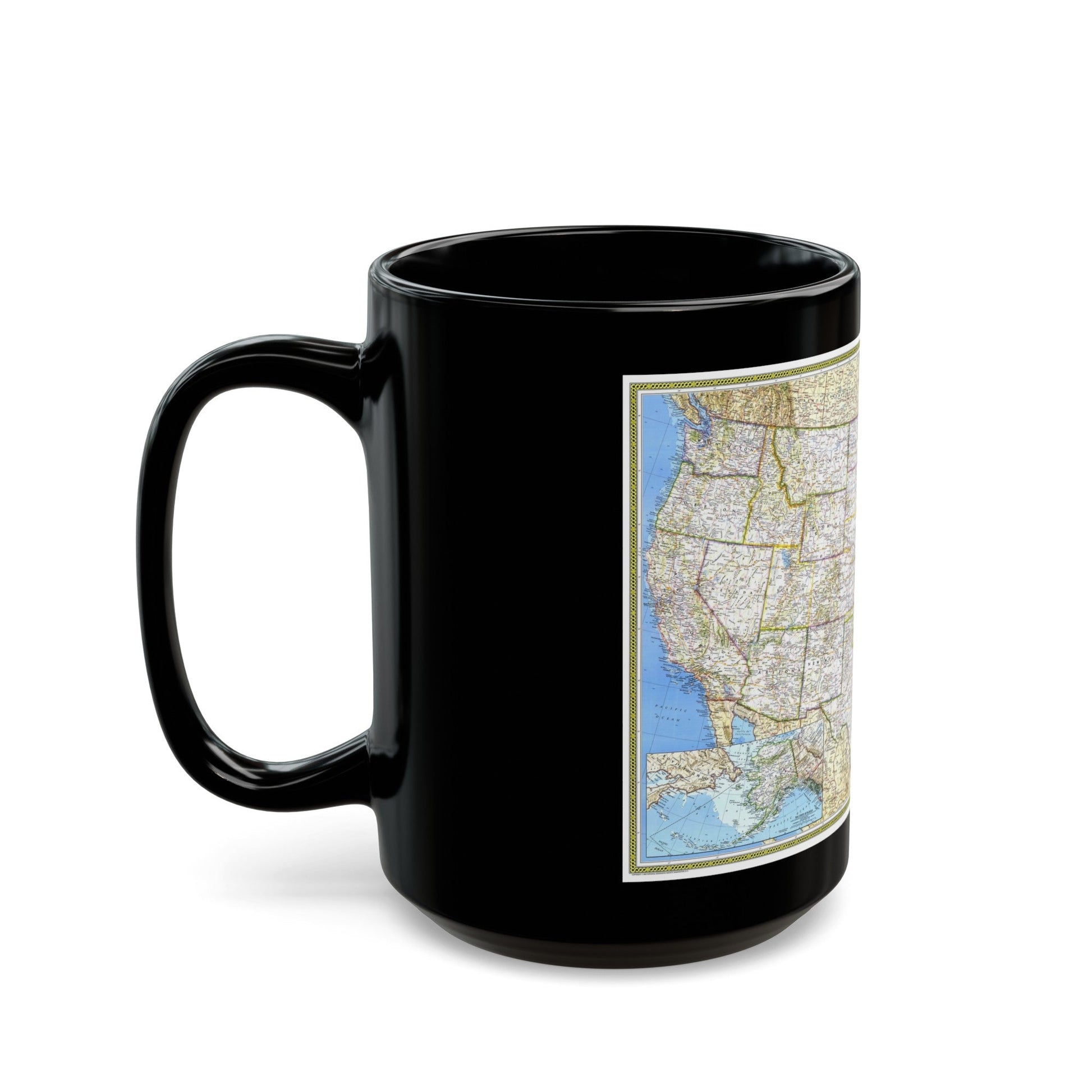 USA - The United States (1987) (Map) Black Coffee Mug-The Sticker Space