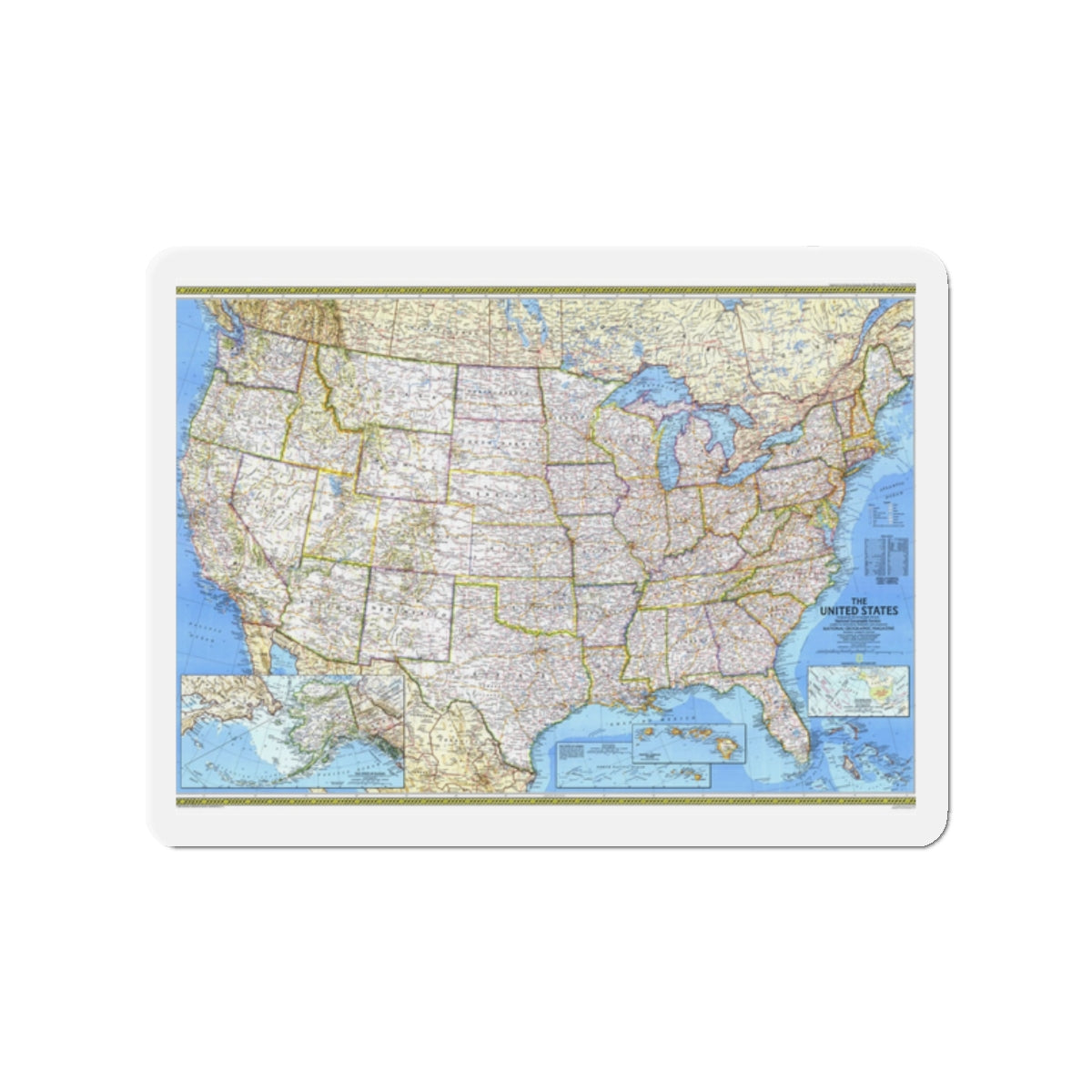 USA - The United States (1987) (Map) Refrigerator Magnet-2" x 2"-The Sticker Space