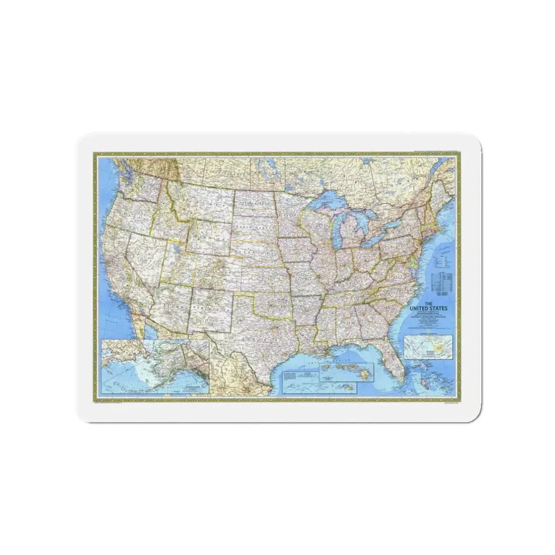 USA - The United States (1987) (Map) Refrigerator Magnet 3 Inch - The Sticker Space