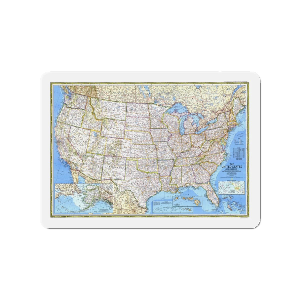 USA - The United States (1987) (Map) Refrigerator Magnet-3" x 3"-The Sticker Space