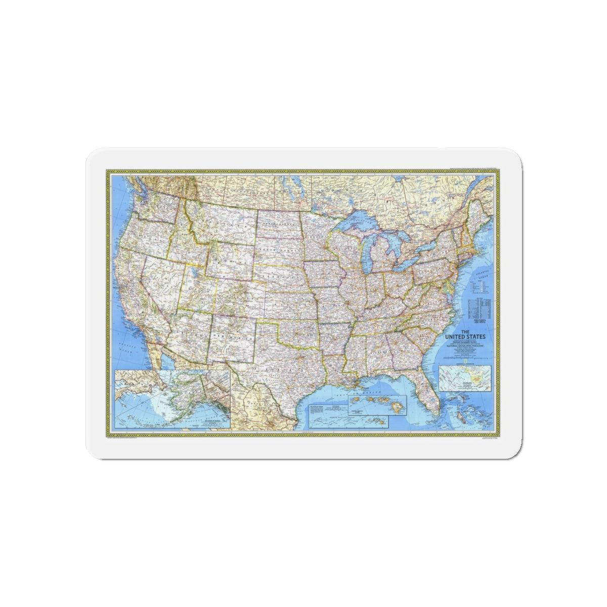 USA - The United States (1987) (Map) Refrigerator Magnet-4" x 4"-The Sticker Space