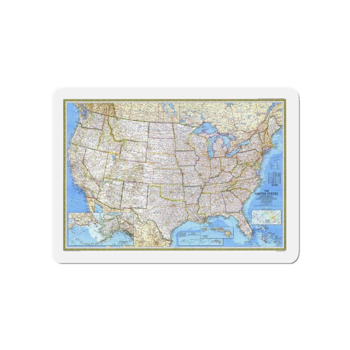 USA - The United States (1987) (Map) Refrigerator Magnet-5" x 5"-The Sticker Space