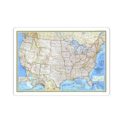 USA - The United States (1987) (Map) STICKER Vinyl Kiss-Cut Decal 2 Inch White - The Sticker Space