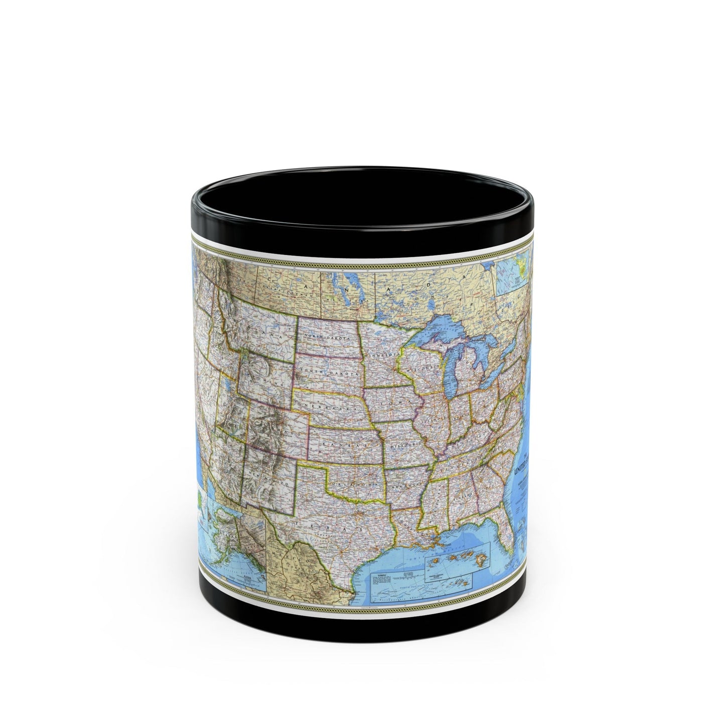 USA - The United States (1993) (Map) Black Coffee Mug-11oz-The Sticker Space