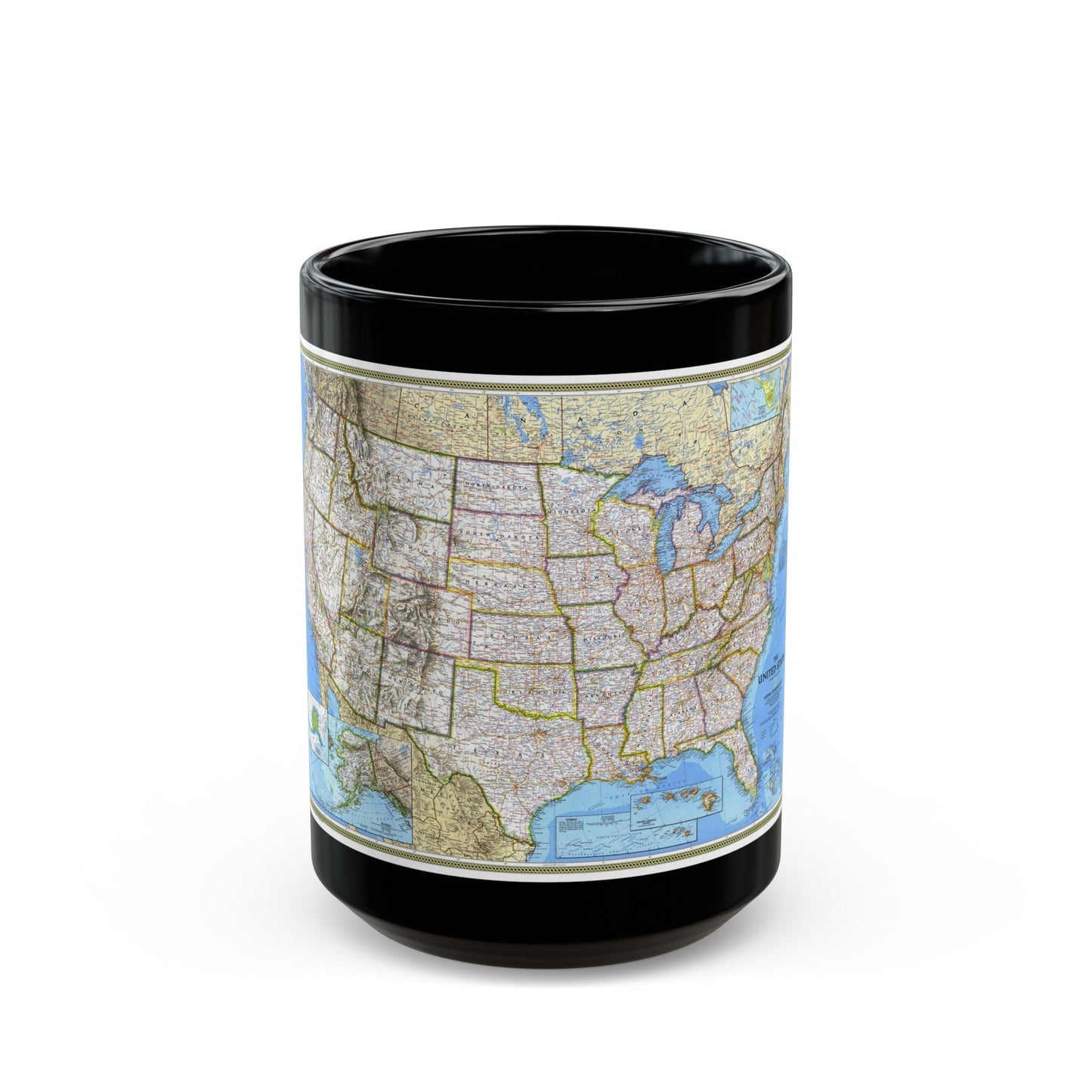 USA - The United States (1993) (Map) Black Coffee Mug-15oz-The Sticker Space