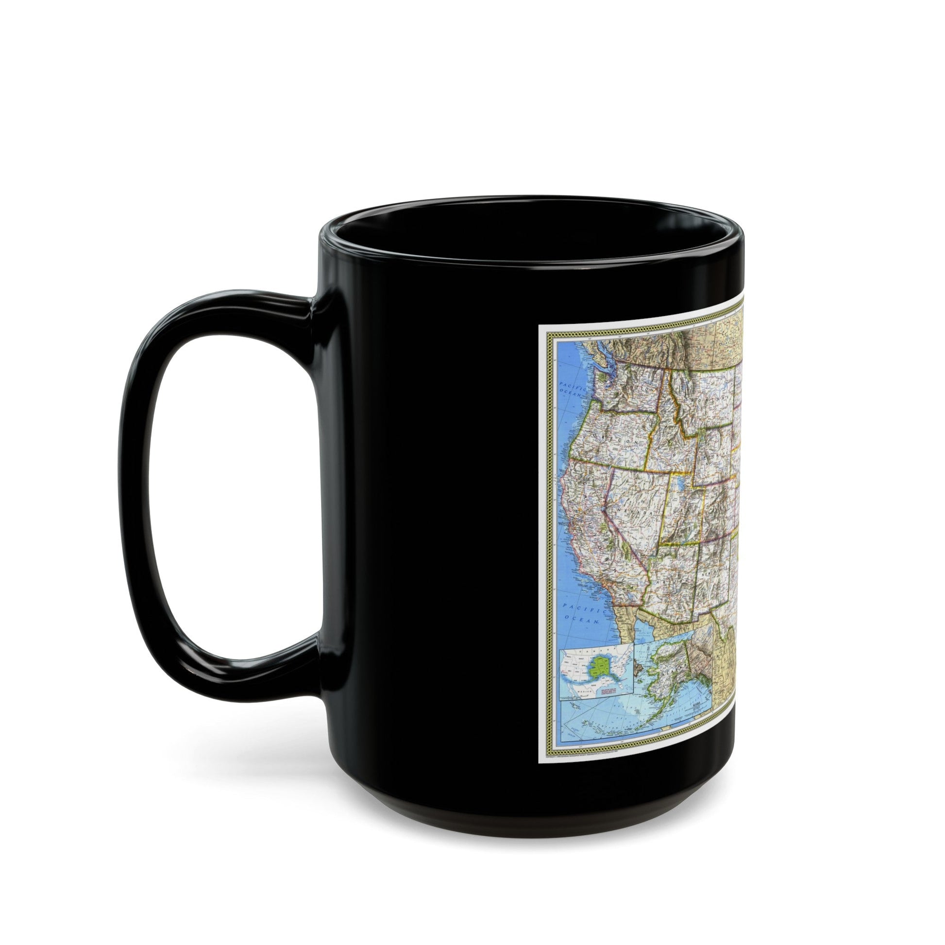 USA - The United States (1993) (Map) Black Coffee Mug-The Sticker Space