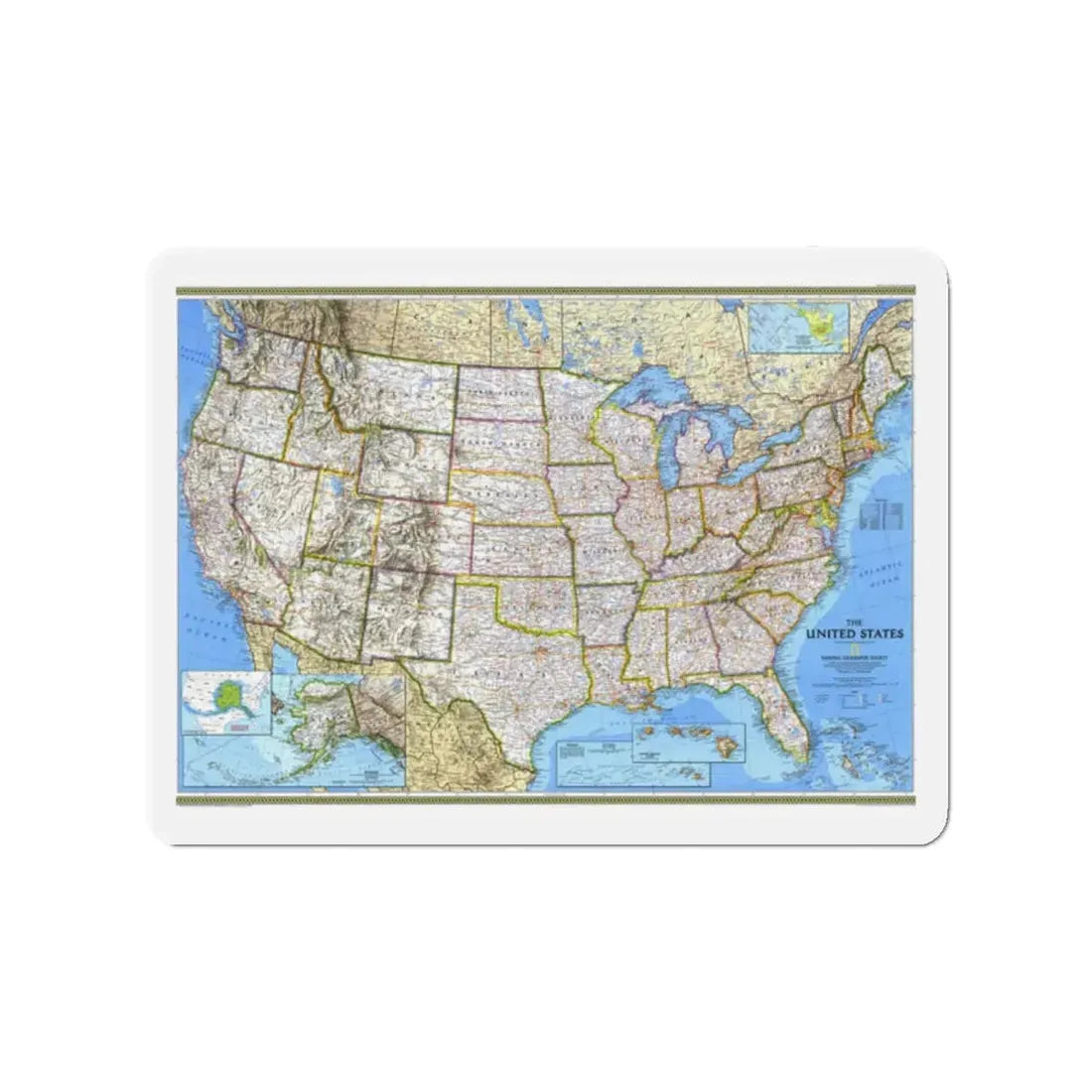 USA - The United States (1993) (Map) Refrigerator Magnet 2 Inch - The Sticker Space