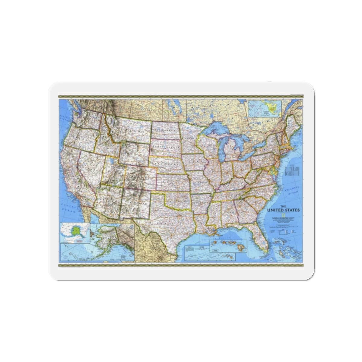 USA - The United States (1993) (Map) Refrigerator Magnet-2" x 2"-The Sticker Space