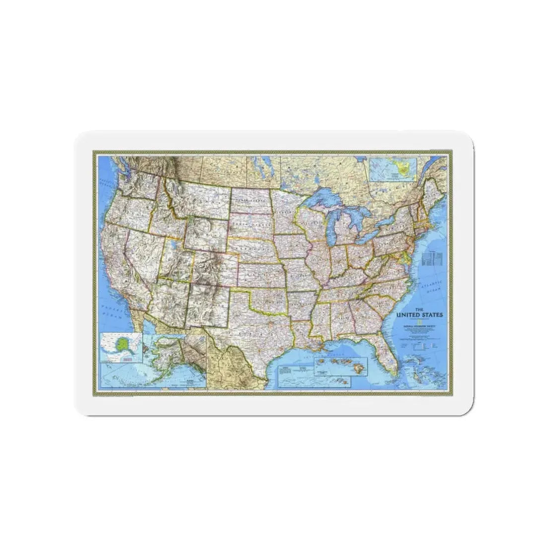 USA - The United States (1993) (Map) Refrigerator Magnet 3 Inch - The Sticker Space