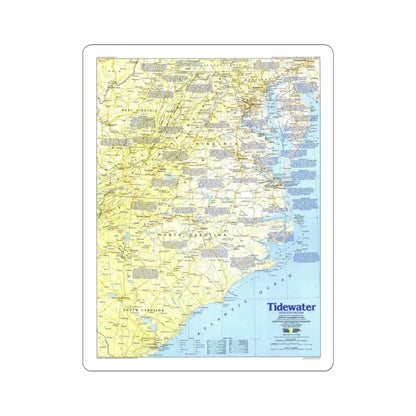 USA - Tidewater and Environs 1 (1988) (Map) STICKER Vinyl Kiss-Cut Decal 6 Inch White - The Sticker Space