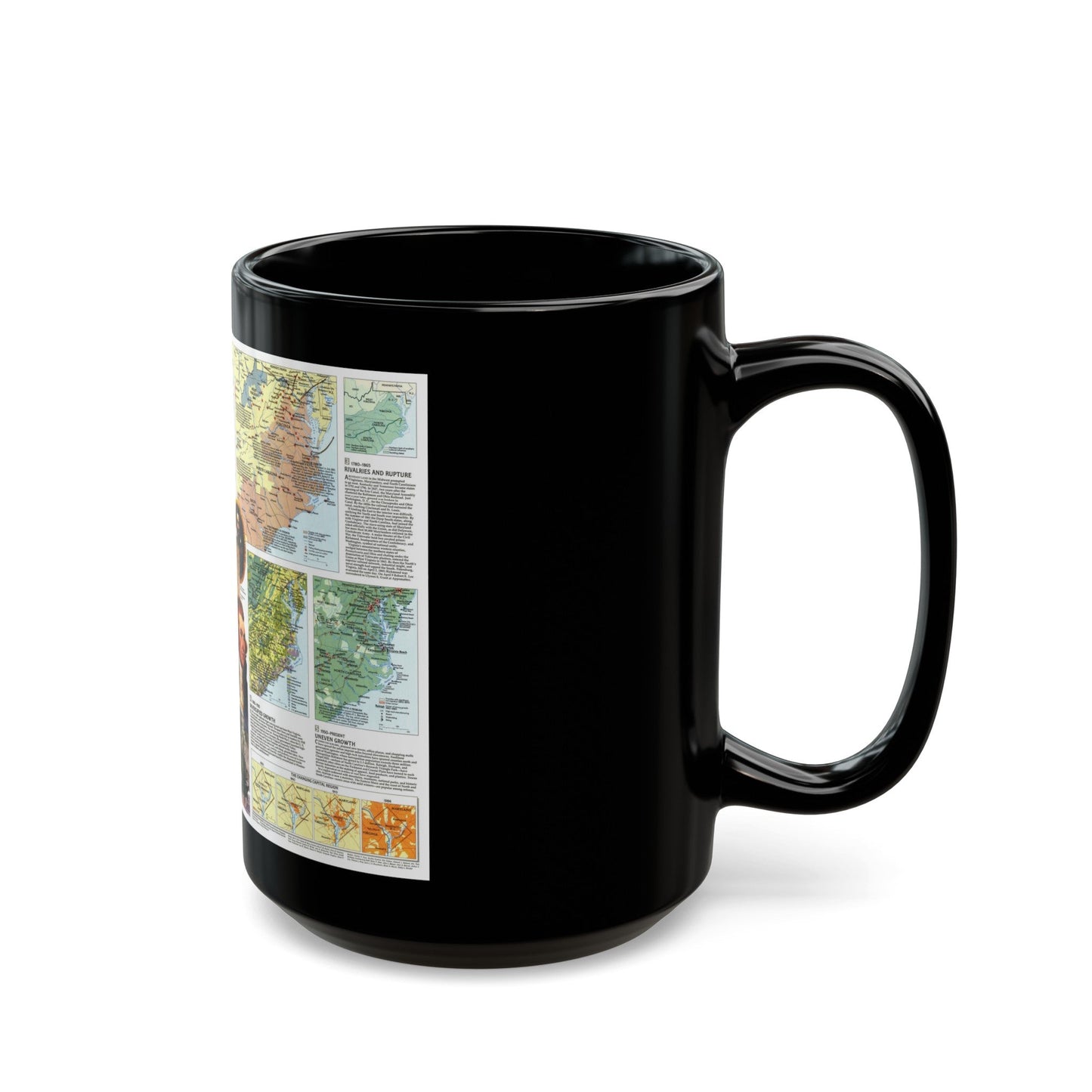 USA - Tidewater and Environs 2 (1988) (Map) Black Coffee Mug-The Sticker Space