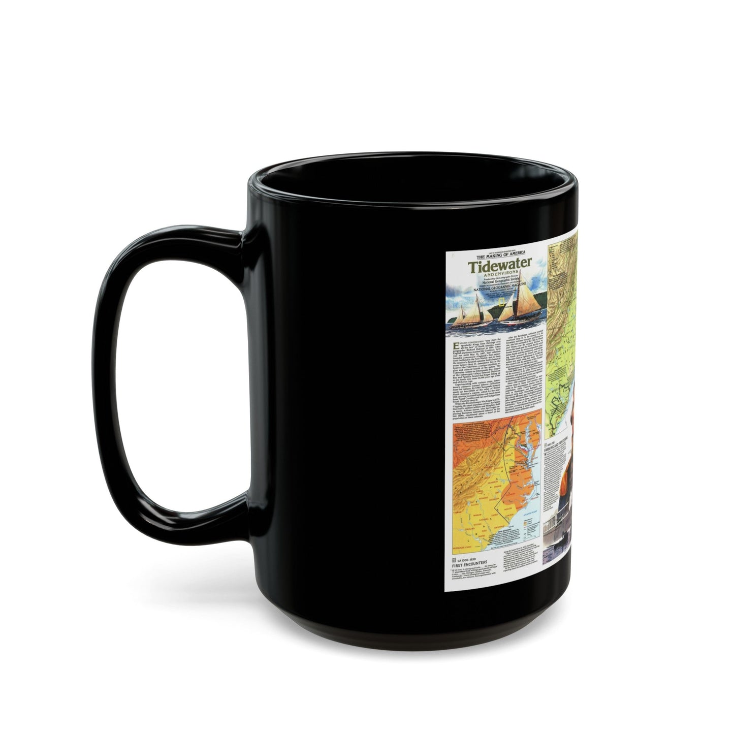 USA - Tidewater and Environs 2 (1988) (Map) Black Coffee Mug-The Sticker Space