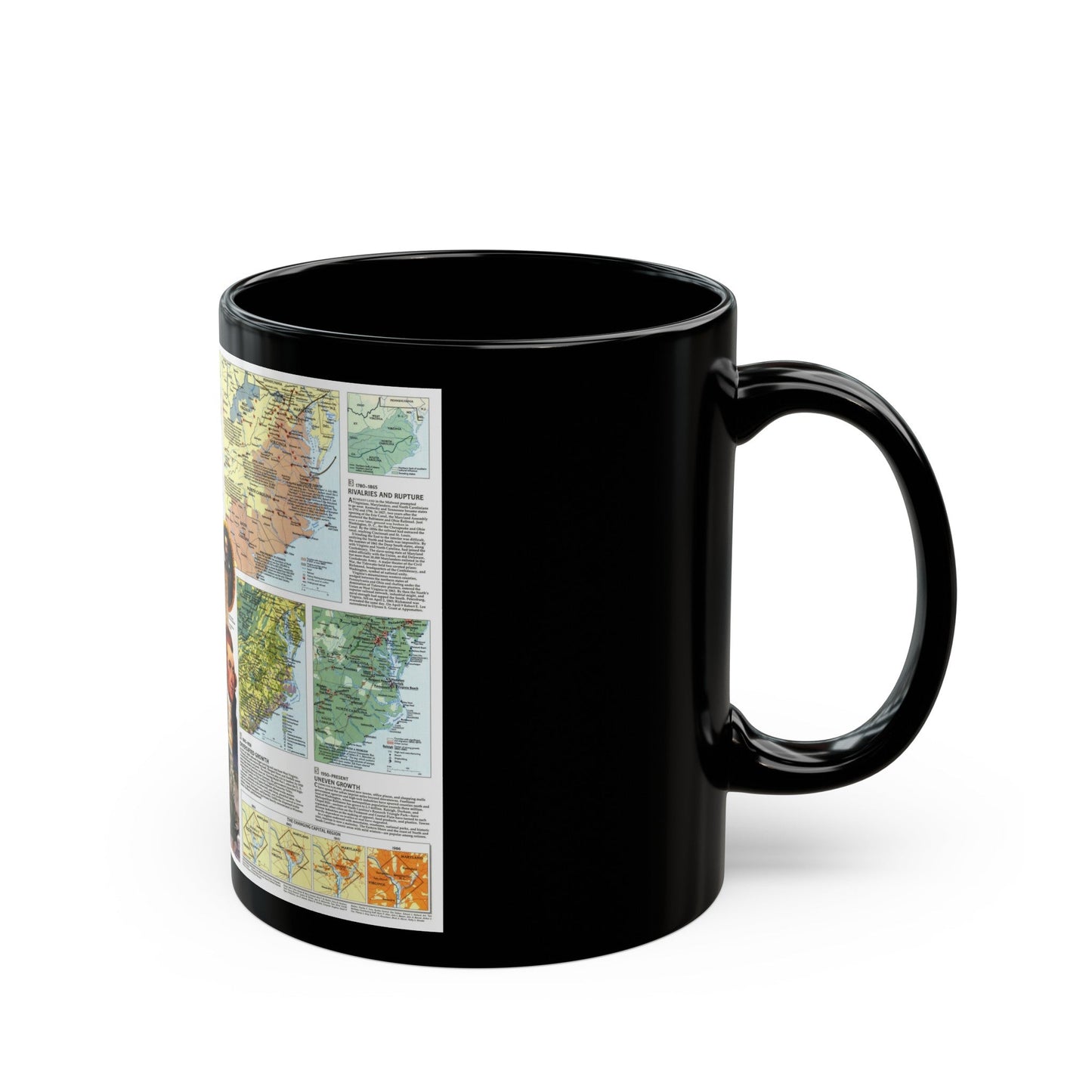 USA - Tidewater and Environs 2 (1988) (Map) Black Coffee Mug-The Sticker Space