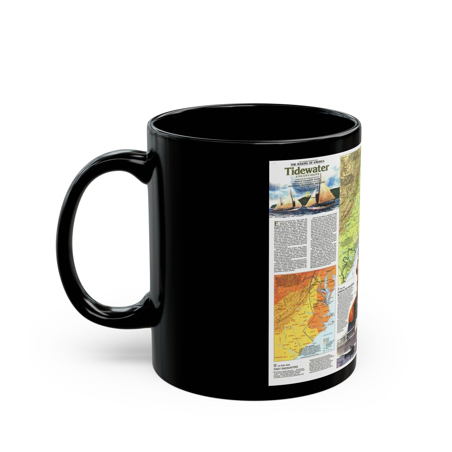 USA - Tidewater and Environs 2 (1988) (Map) Black Coffee Mug-The Sticker Space