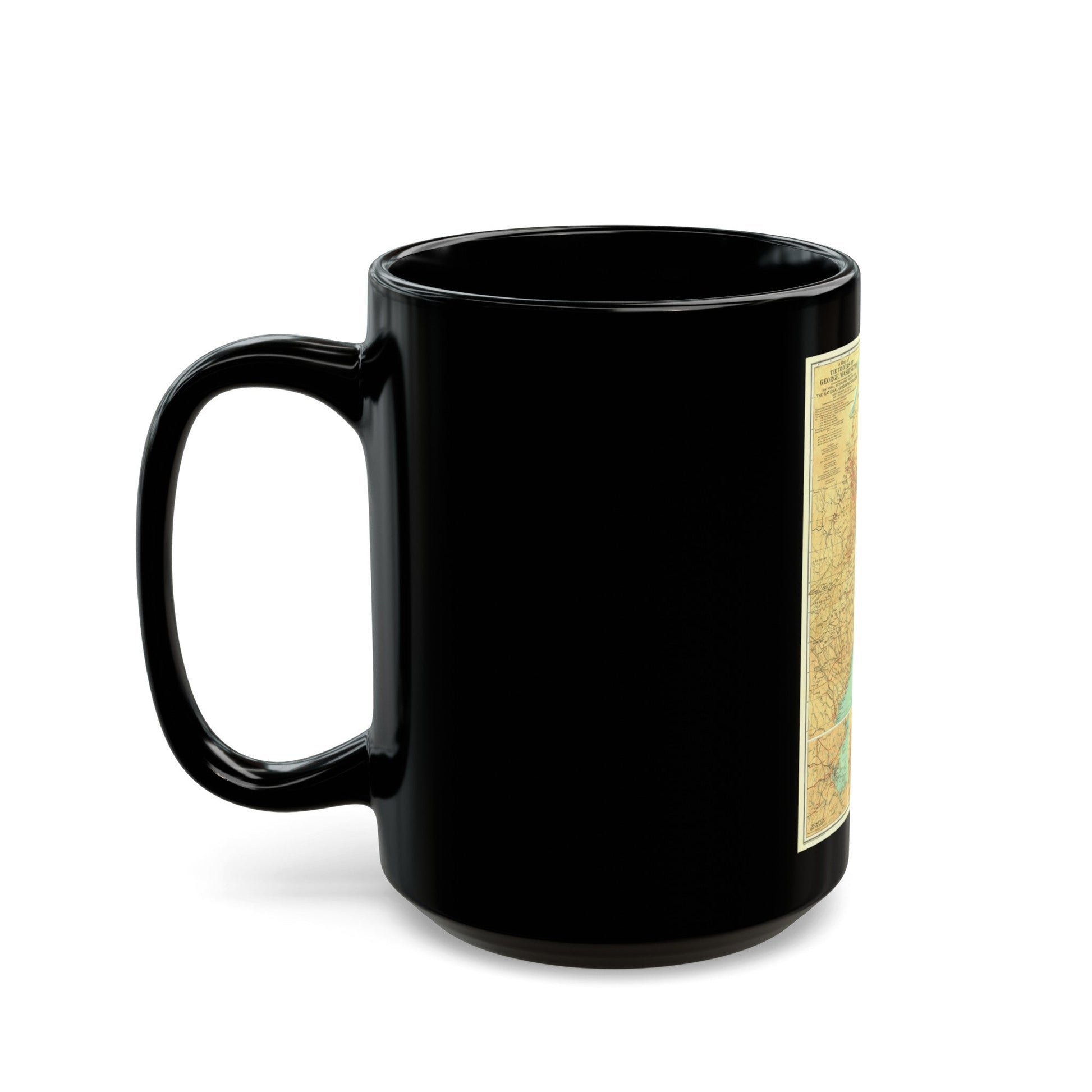 USA - Travels of George Washington (1932) (Map) Black Coffee Mug-The Sticker Space