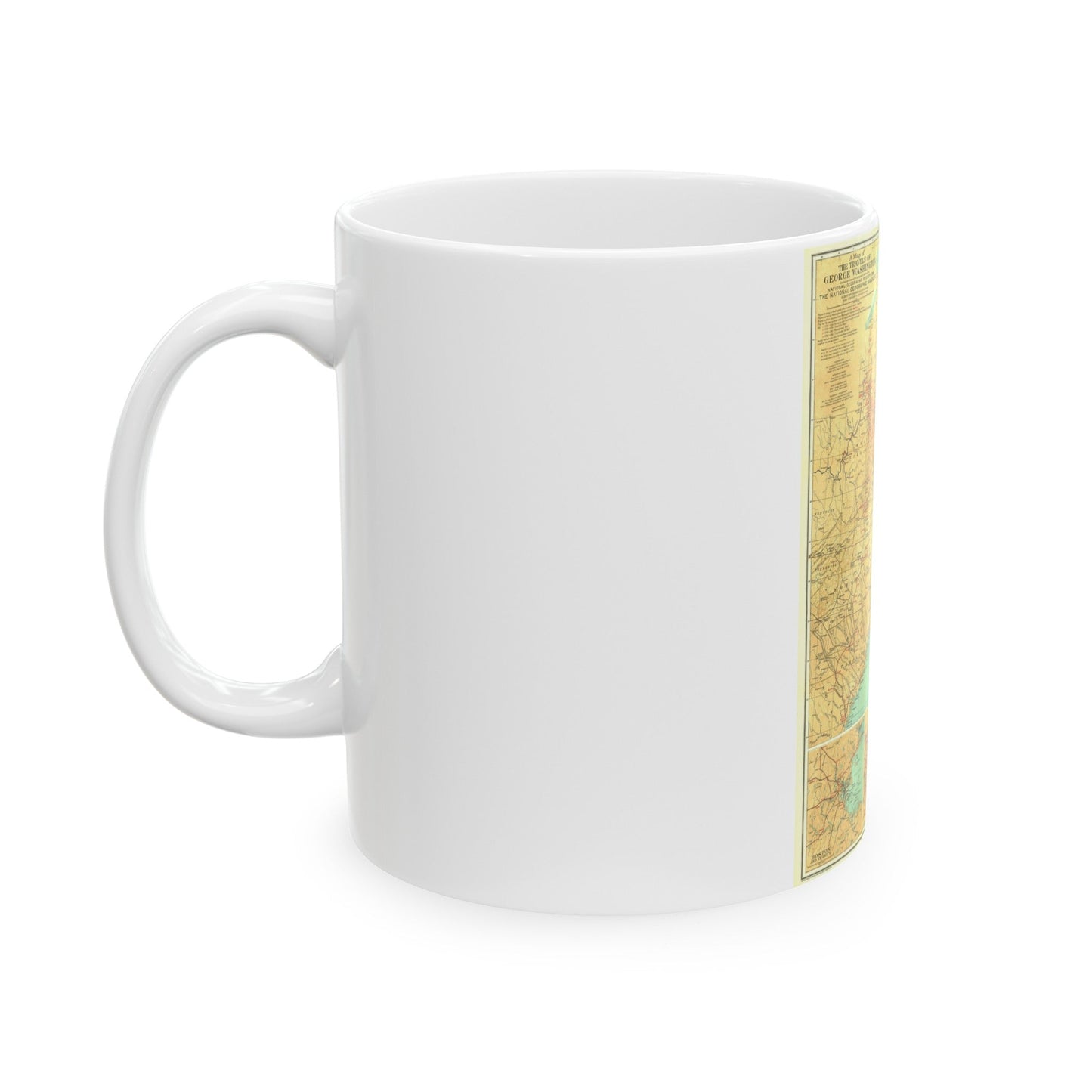 USA - Travels of George Washington (1932) (Map) White Coffee Mug-The Sticker Space