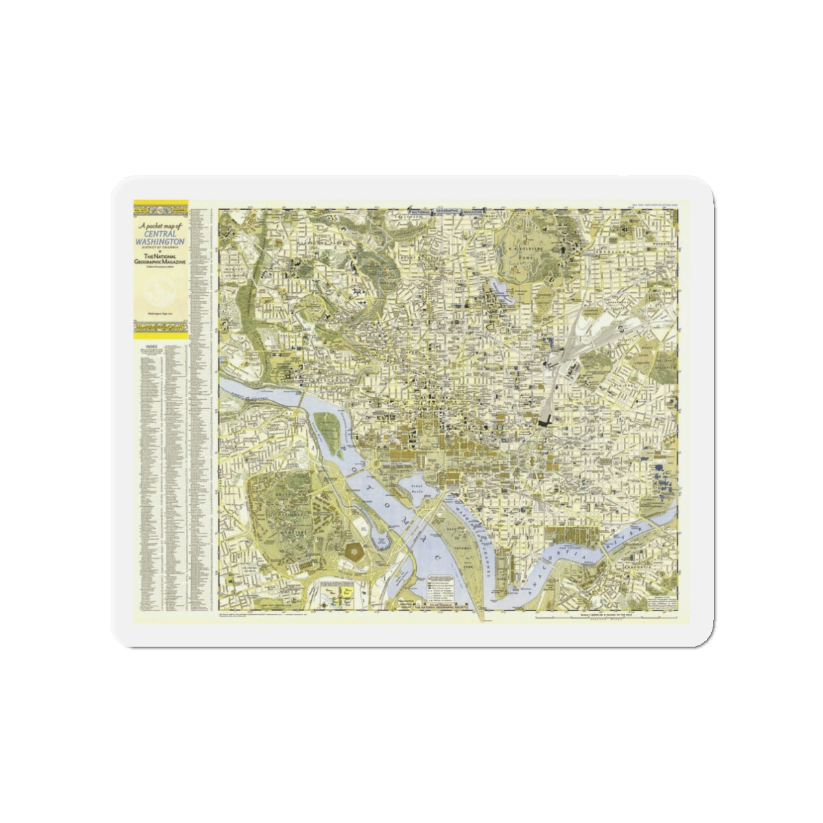 USA - Washington, Central (1948) (Map) Refrigerator Magnet-3" x 3"-The Sticker Space