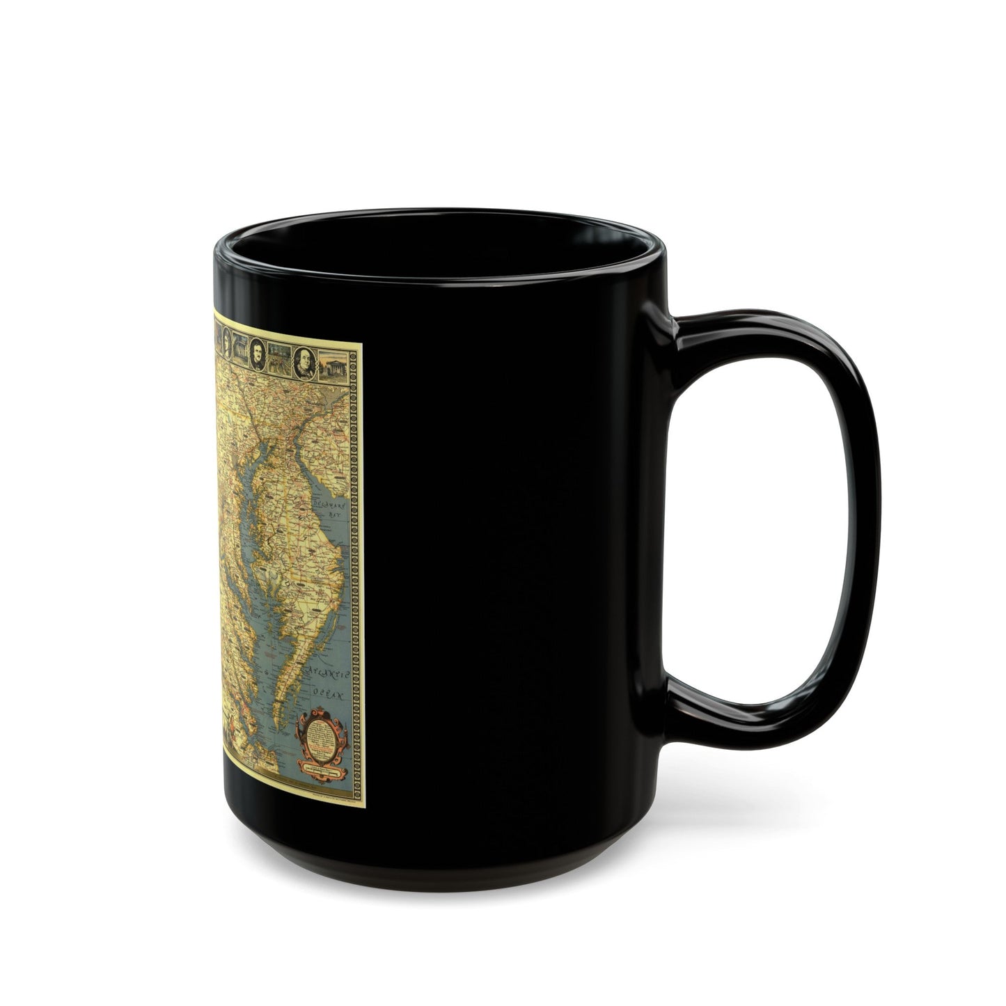 USA - Washington, Historic and Scenic (1939) (Map) Black Coffee Mug-The Sticker Space