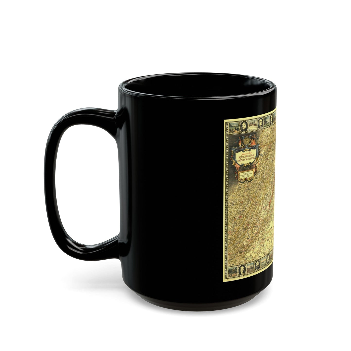 USA - Washington, Historic and Scenic (1939) (Map) Black Coffee Mug-The Sticker Space