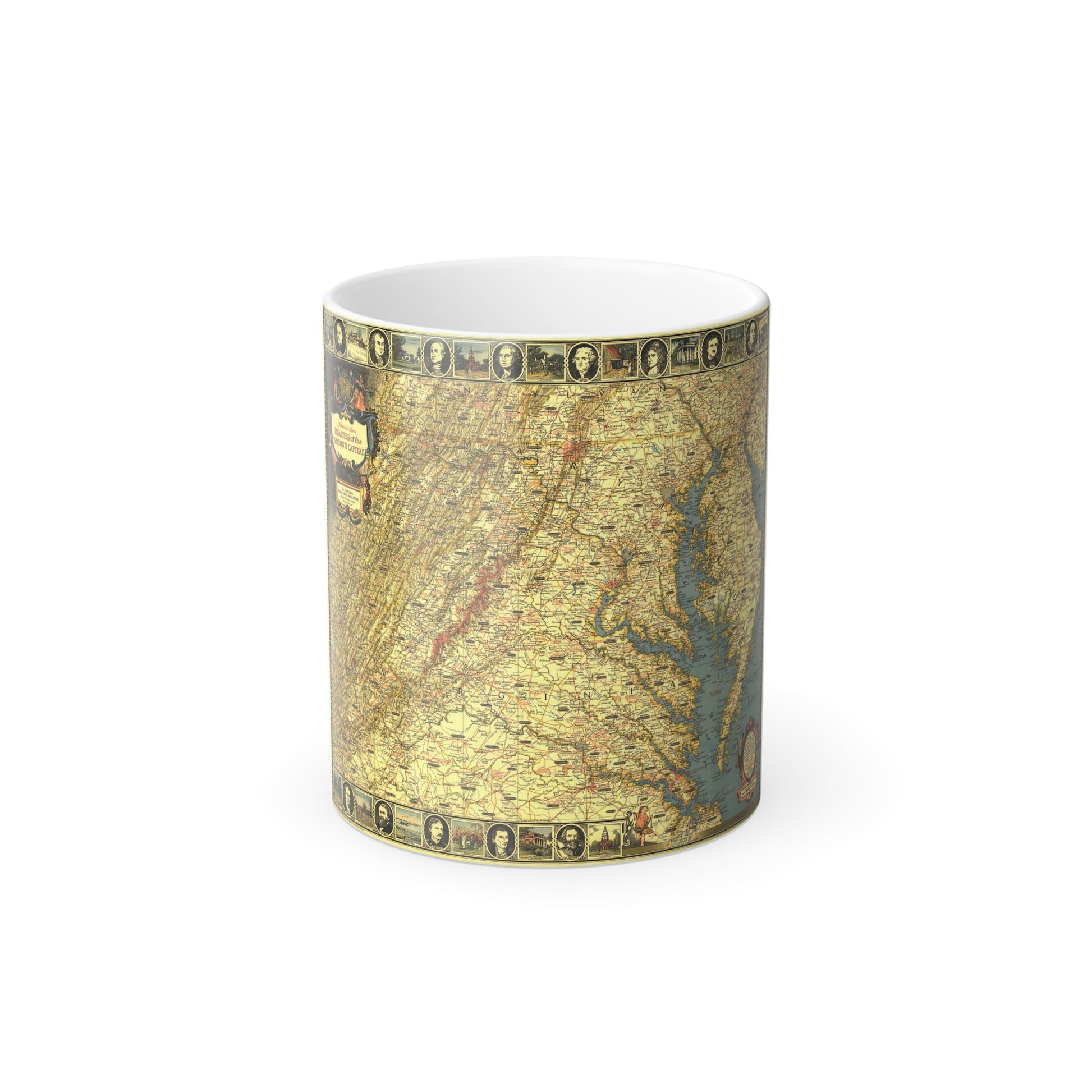 USA - Washington, Historic and Scenic (1939) (Map) Color Changing Mug 11oz-11oz-The Sticker Space