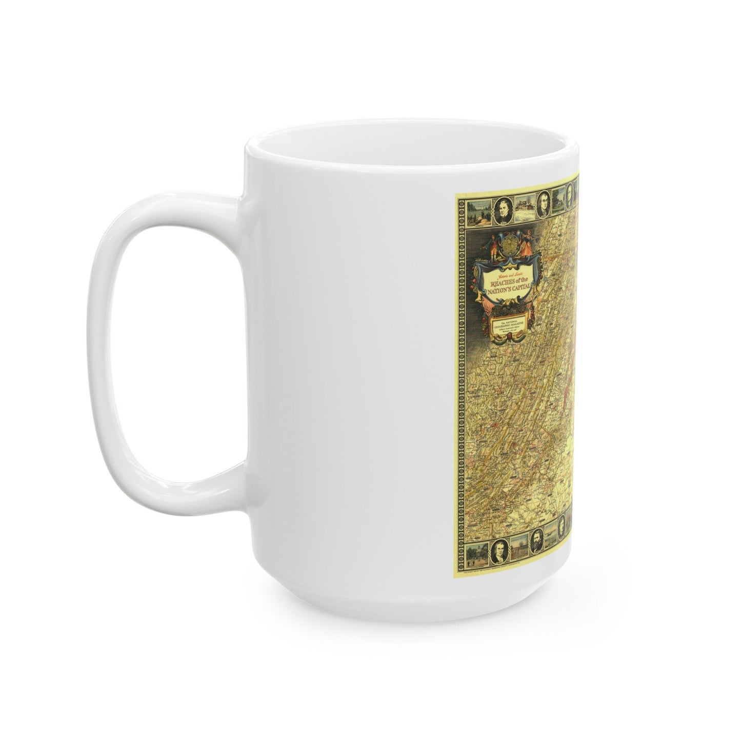 USA - Washington, Historic and Scenic (1939) (Map) White Coffee Mug-The Sticker Space