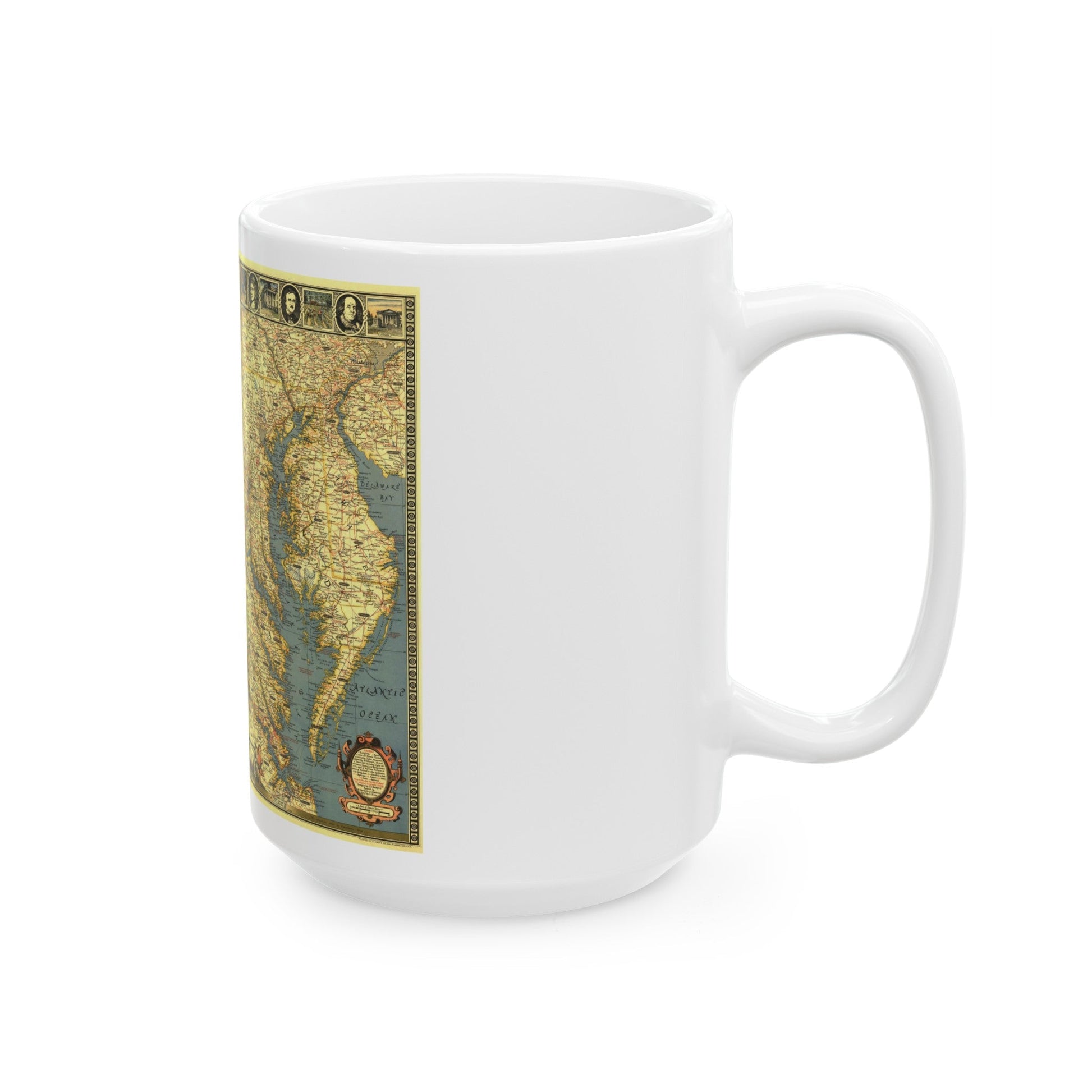 USA - Washington, Historic and Scenic (1939) (Map) White Coffee Mug-The Sticker Space