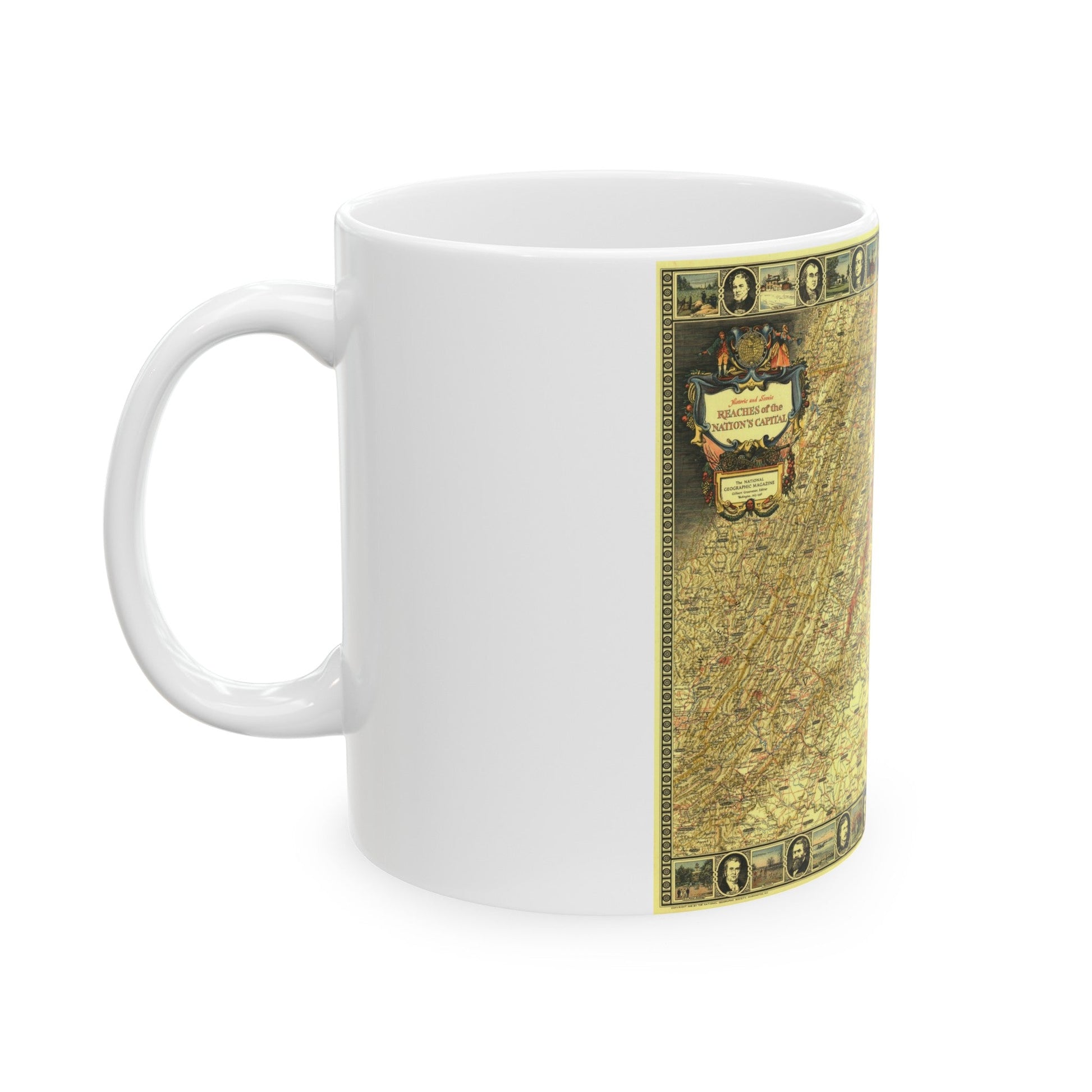 USA - Washington, Historic and Scenic (1939) (Map) White Coffee Mug-The Sticker Space