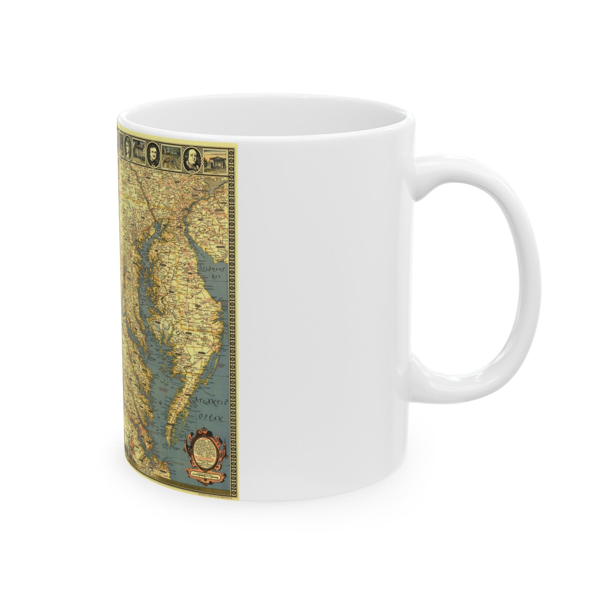 USA - Washington, Historic and Scenic (1939) (Map) White Coffee Mug-The Sticker Space