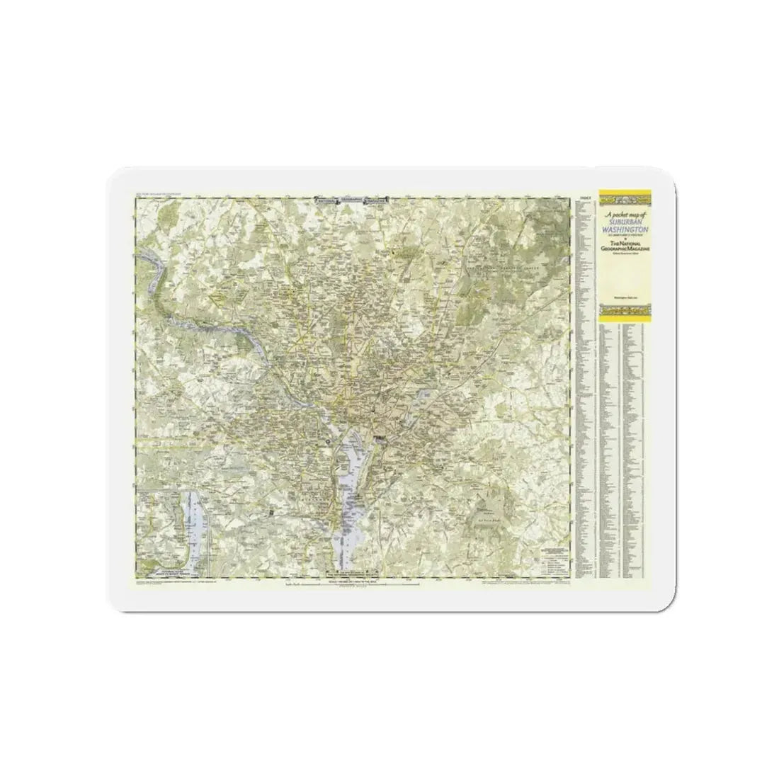 USA - Washington, Suburban (1948) (Map) Refrigerator Magnet 3 Inch - The Sticker Space