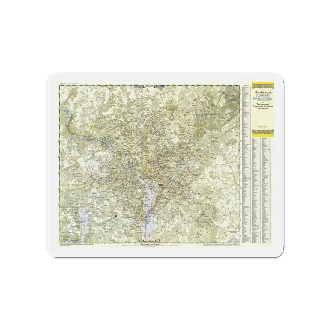 USA - Washington, Suburban (1948) (Map) Refrigerator Magnet 4 Inch - The Sticker Space