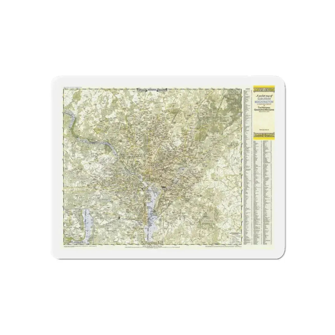 USA - Washington, Suburban (1948) (Map) Refrigerator Magnet 6 Inch - The Sticker Space