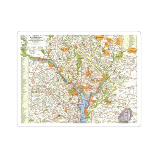 USA - Washington, Suburban (1964) (Map) STICKER Vinyl Kiss-Cut Decal 2 Inch White - The Sticker Space