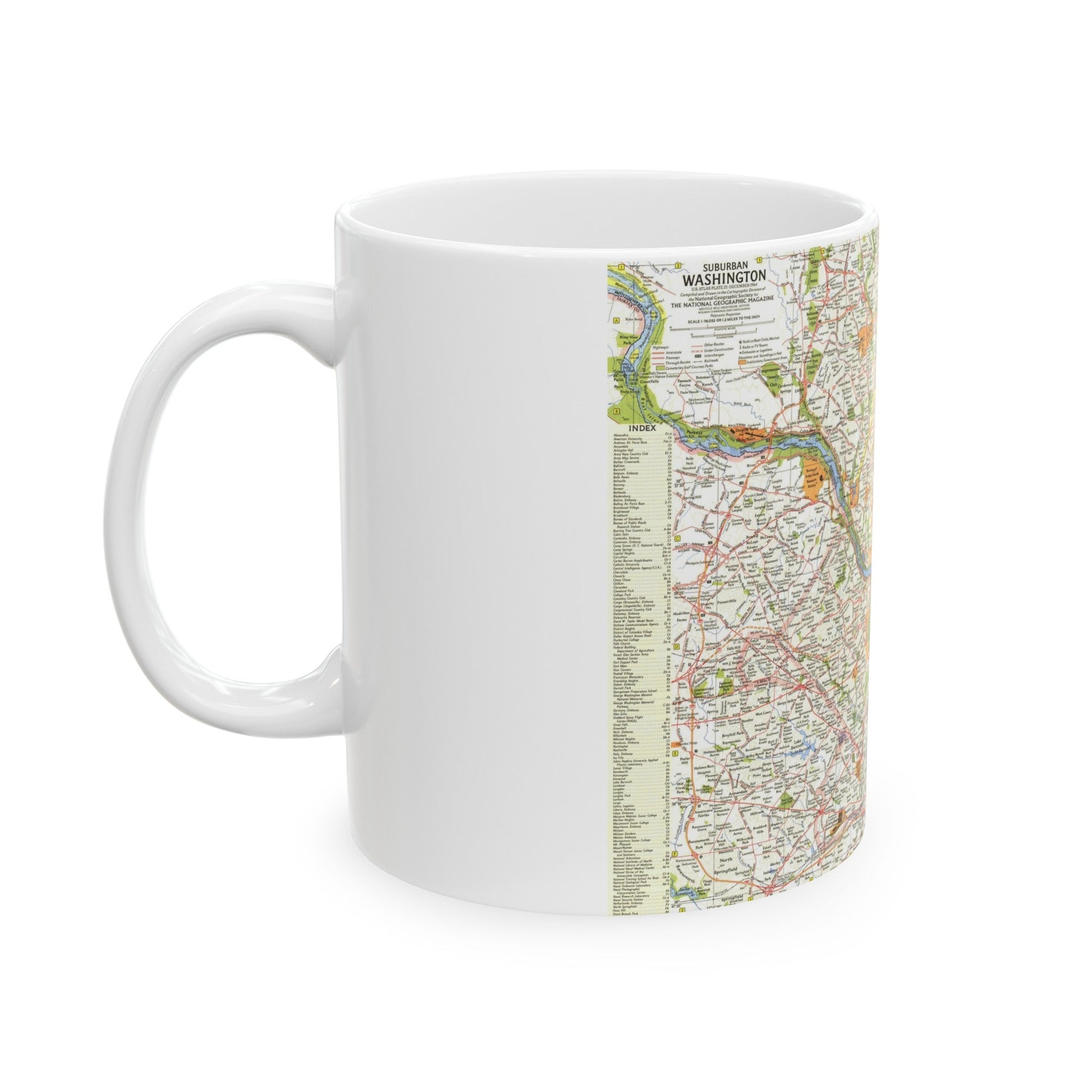 USA - Washington, Suburban (1964) (Map) White Coffee Mug-The Sticker Space