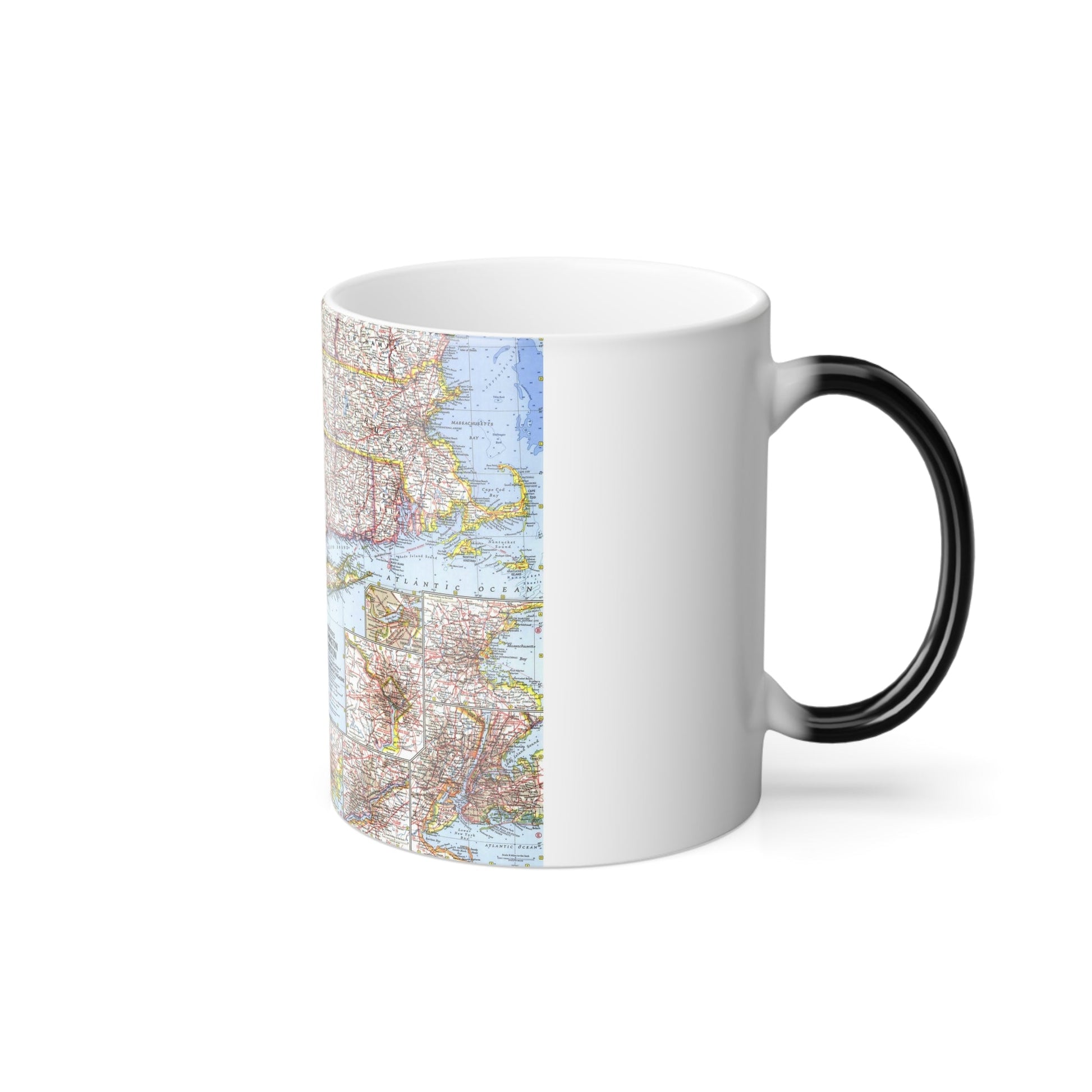 USA - Washington to Boston (1962) (Map) Color Changing Mug 11oz-11oz-The Sticker Space