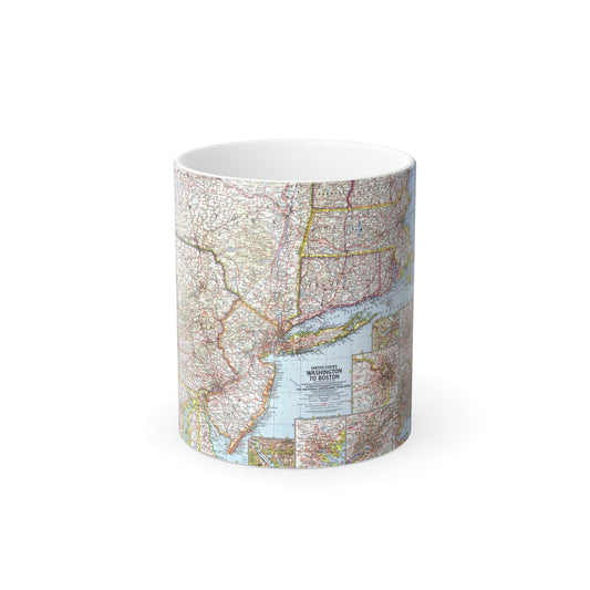 USA - Washington to Boston (1962) (Map) Color Changing Mug 11oz-11oz-The Sticker Space