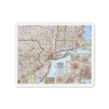 USA - Washington to Boston (1962) (Map) Refrigerator Magnet-2" x 2"-The Sticker Space