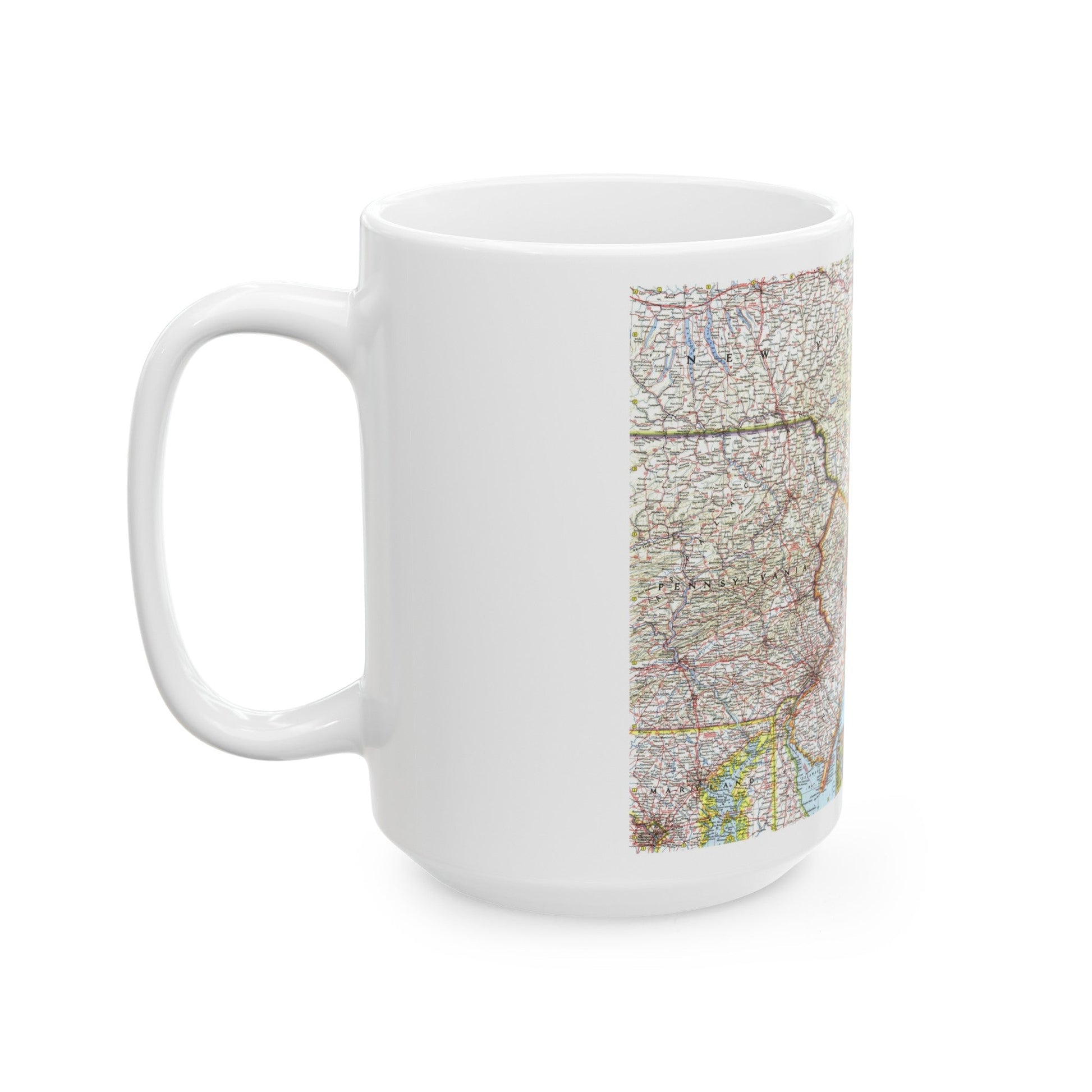 USA - Washington to Boston (1962) (Map) White Coffee Mug-The Sticker Space