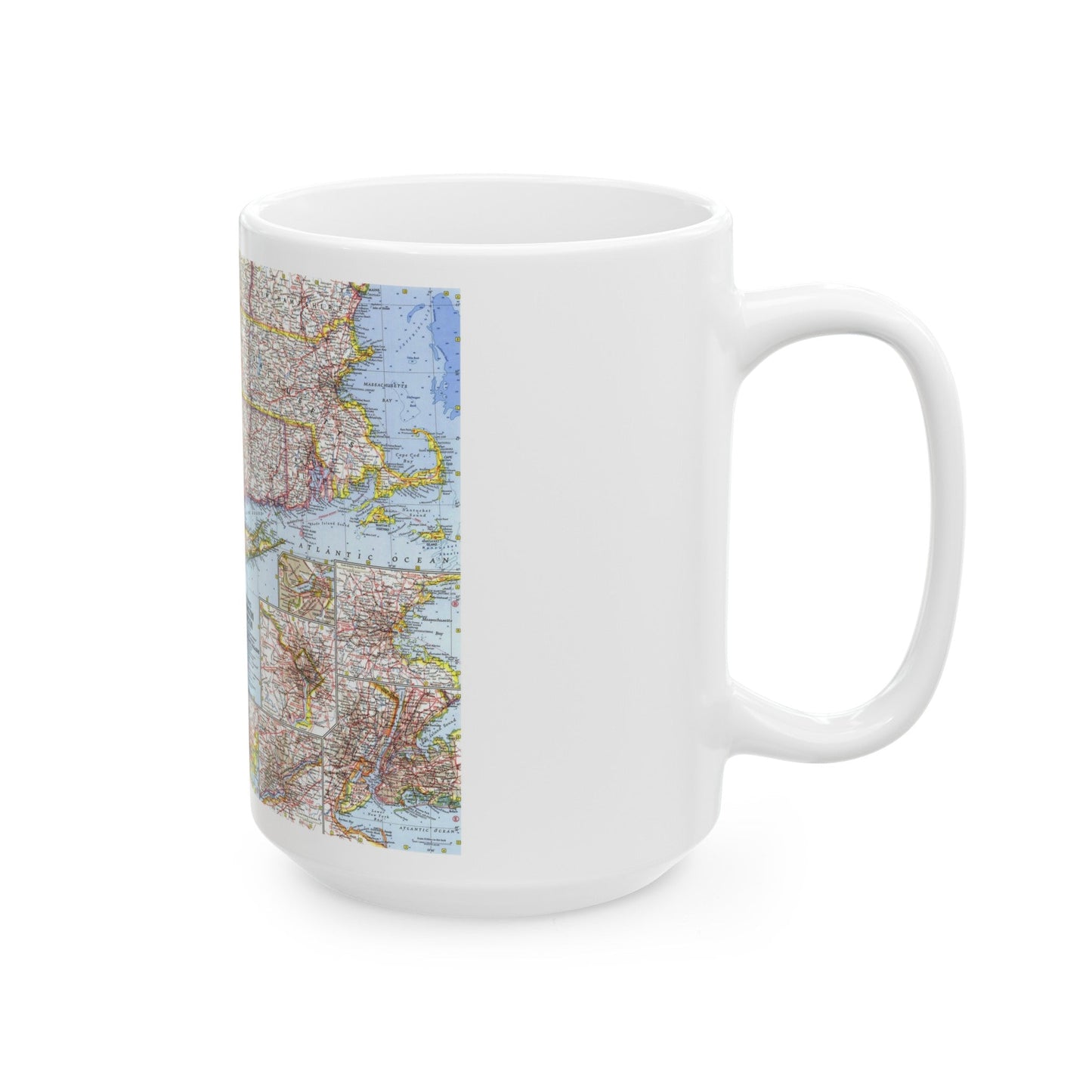 USA - Washington to Boston (1962) (Map) White Coffee Mug-The Sticker Space